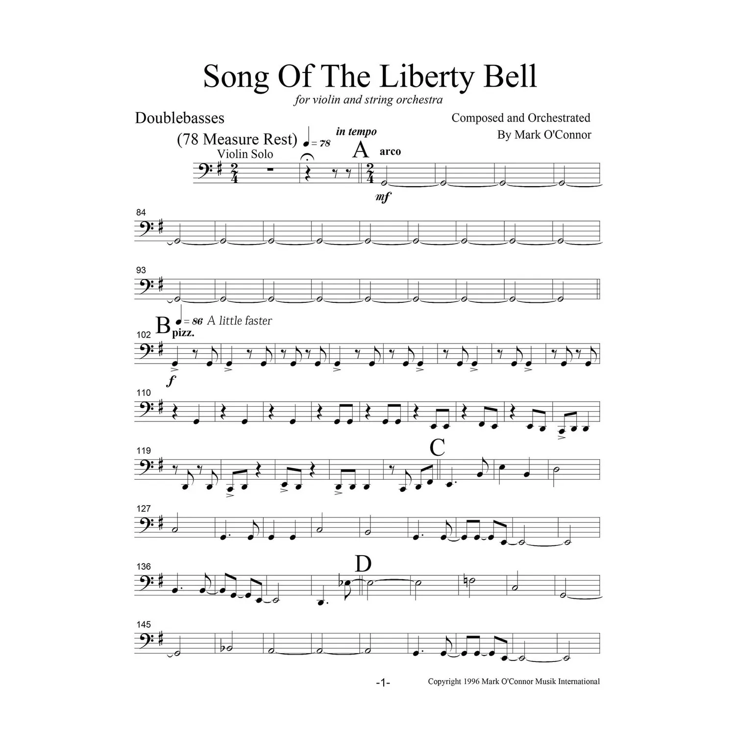 O'Connor Song of the Liberty Bell Noten Violine Streicher Download