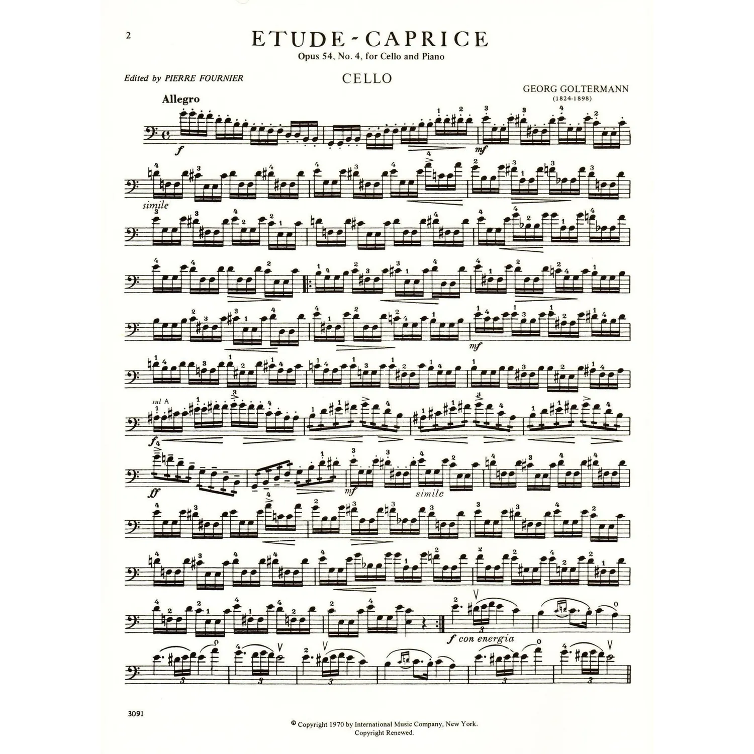 Goltermann Etüde-Caprice Op.54 Nr.4 Noten Cello Klavier