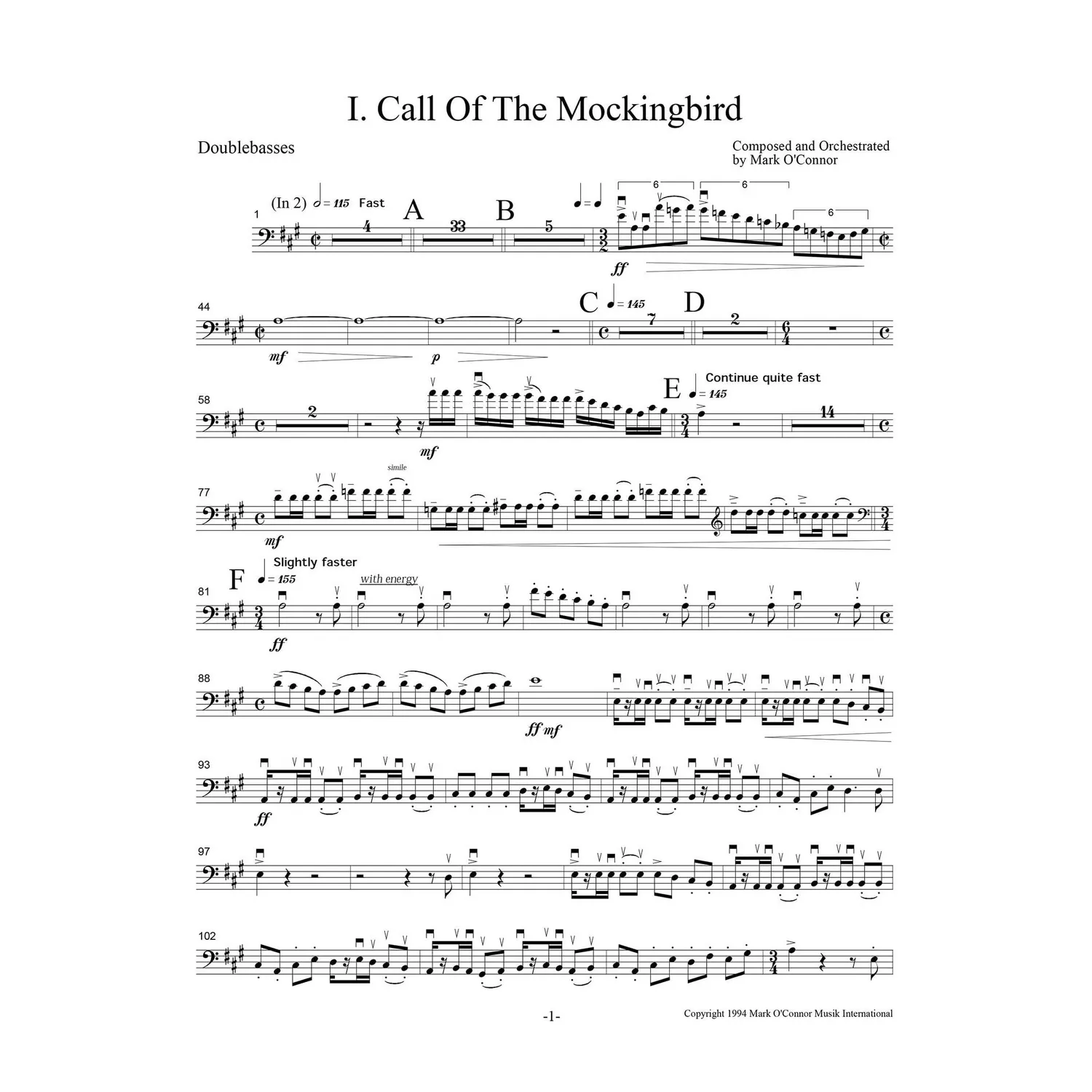 O'Connor Three Pieces Violine Orchester Streichstimmen Download