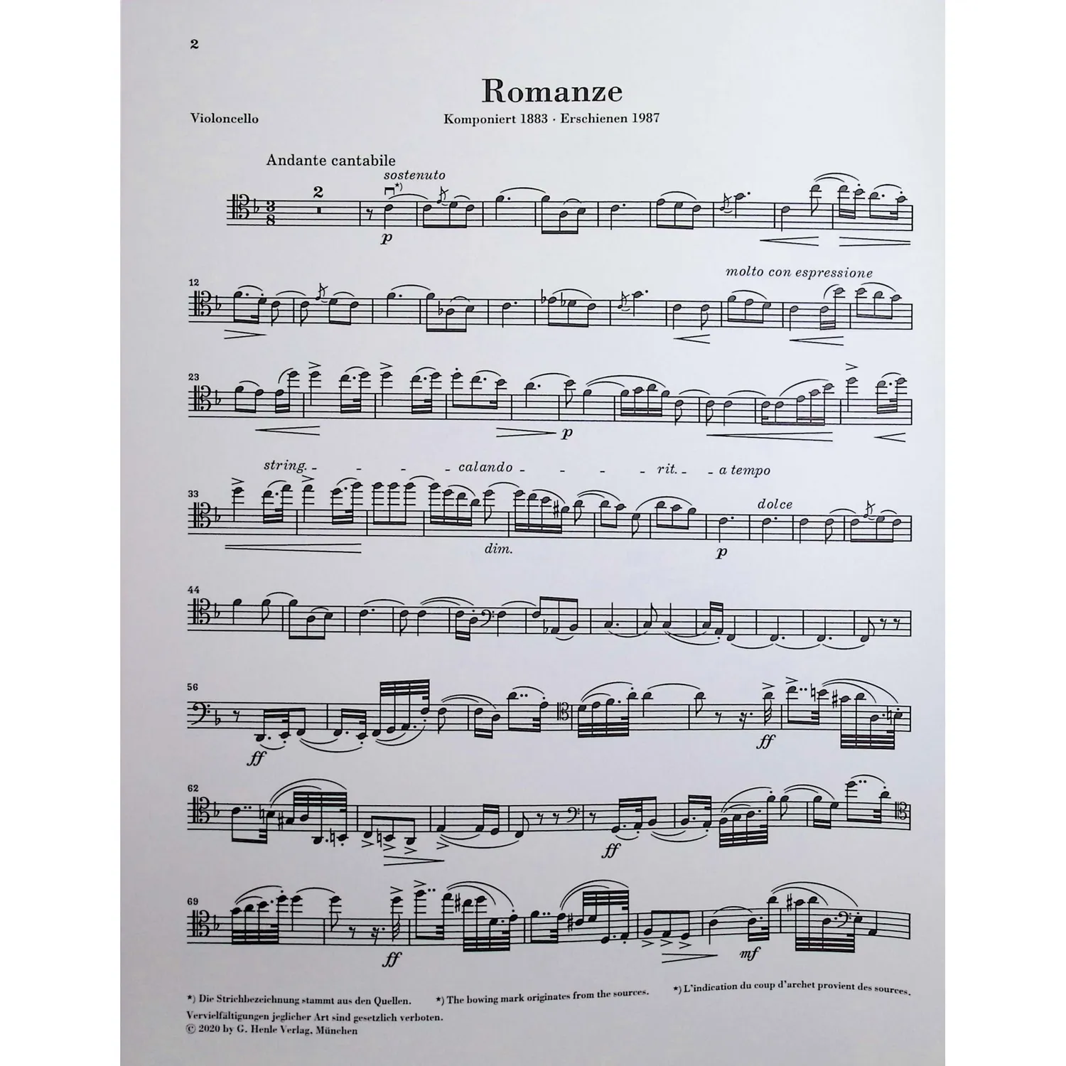Henle Strauss Sonate F-Dur Op. 6 Noten Cello Klavier