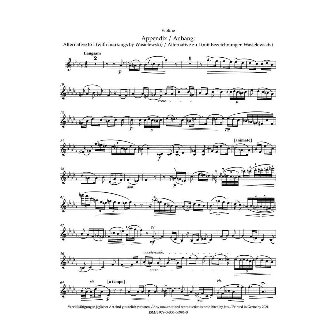 Shar Music Schumann Three Romances op. 22 Noten Violine Klavier Urtext