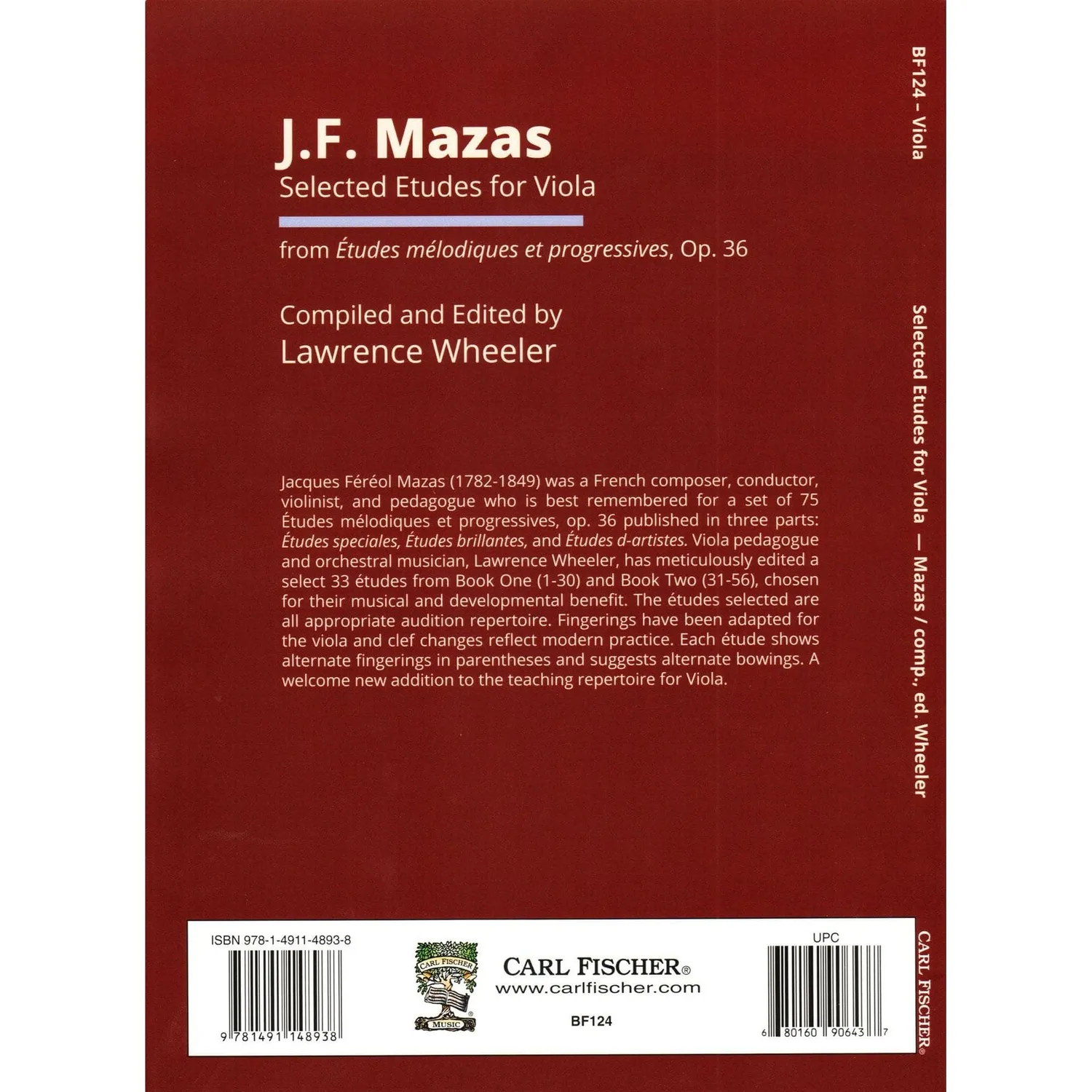 Shar Mazas Selected Etudes Op.36 Noten Viola Wheeler