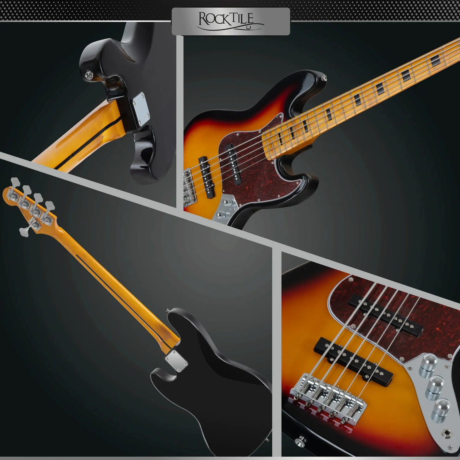 Rocktile Pro JBS50-SB E-Bass Sunburst 5-saitig