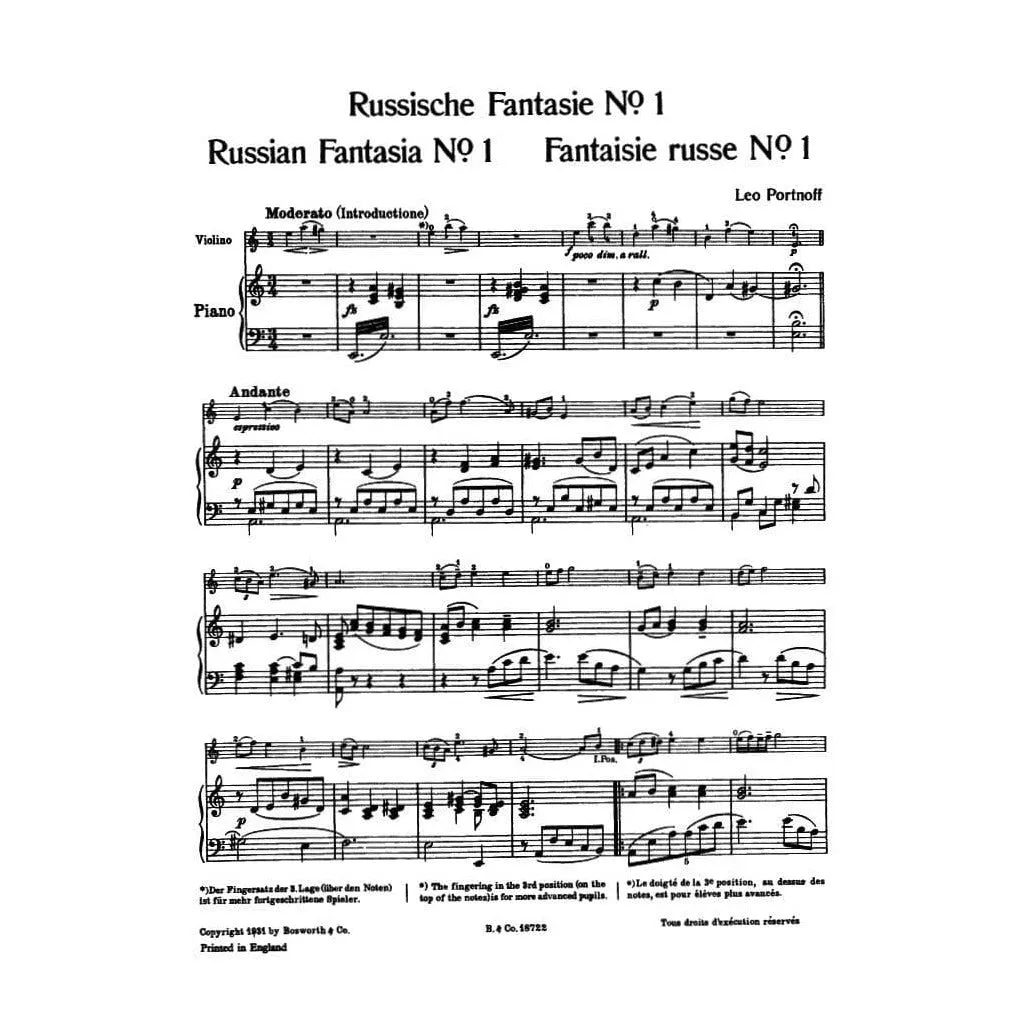 Bosworth Russian Fantasia Nr.1 a-Moll Violinnoten