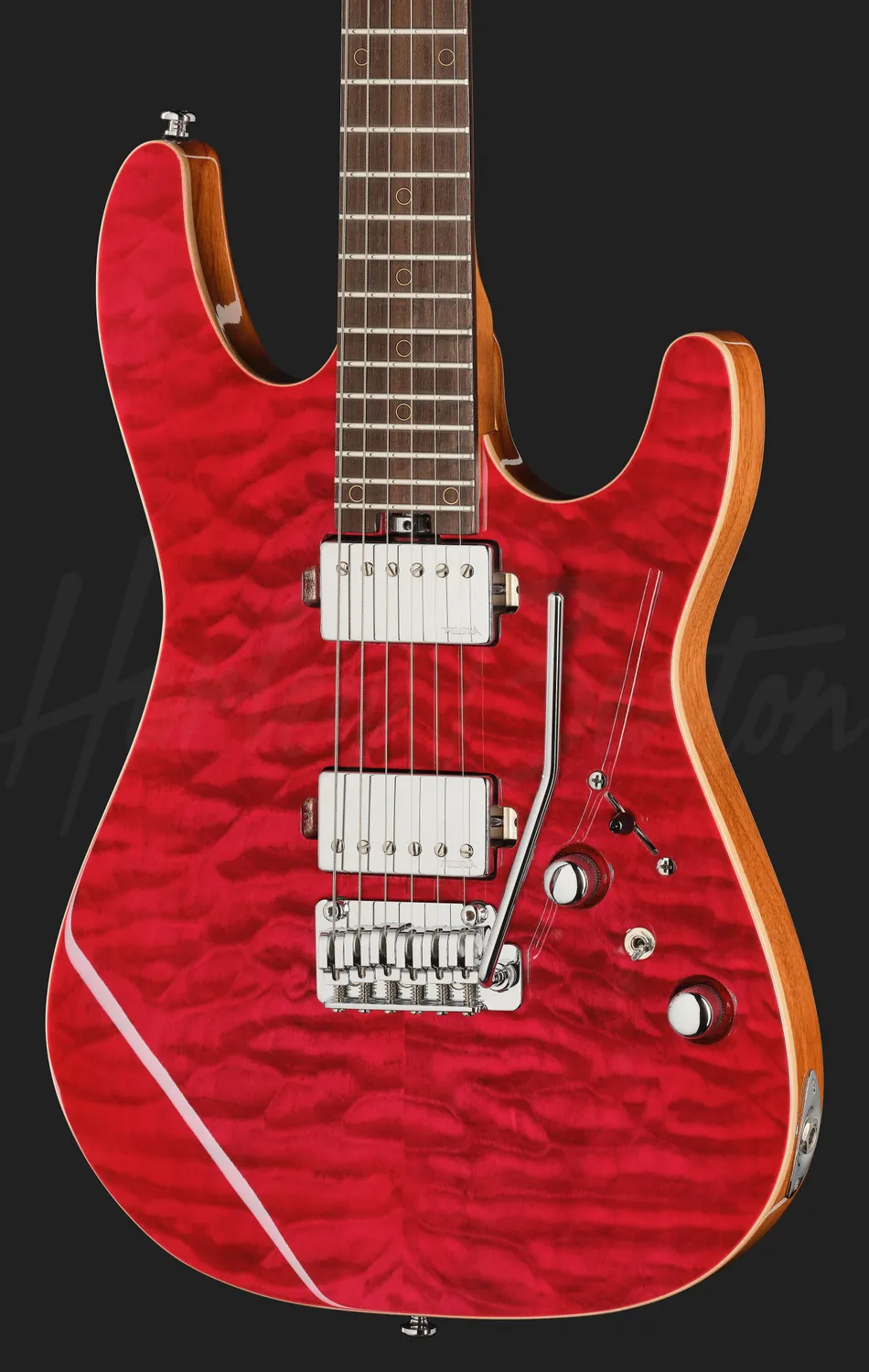 Harley Benton Progressive Fusion-IV HH RW QRG E-Gitarre Quilt Raspberry