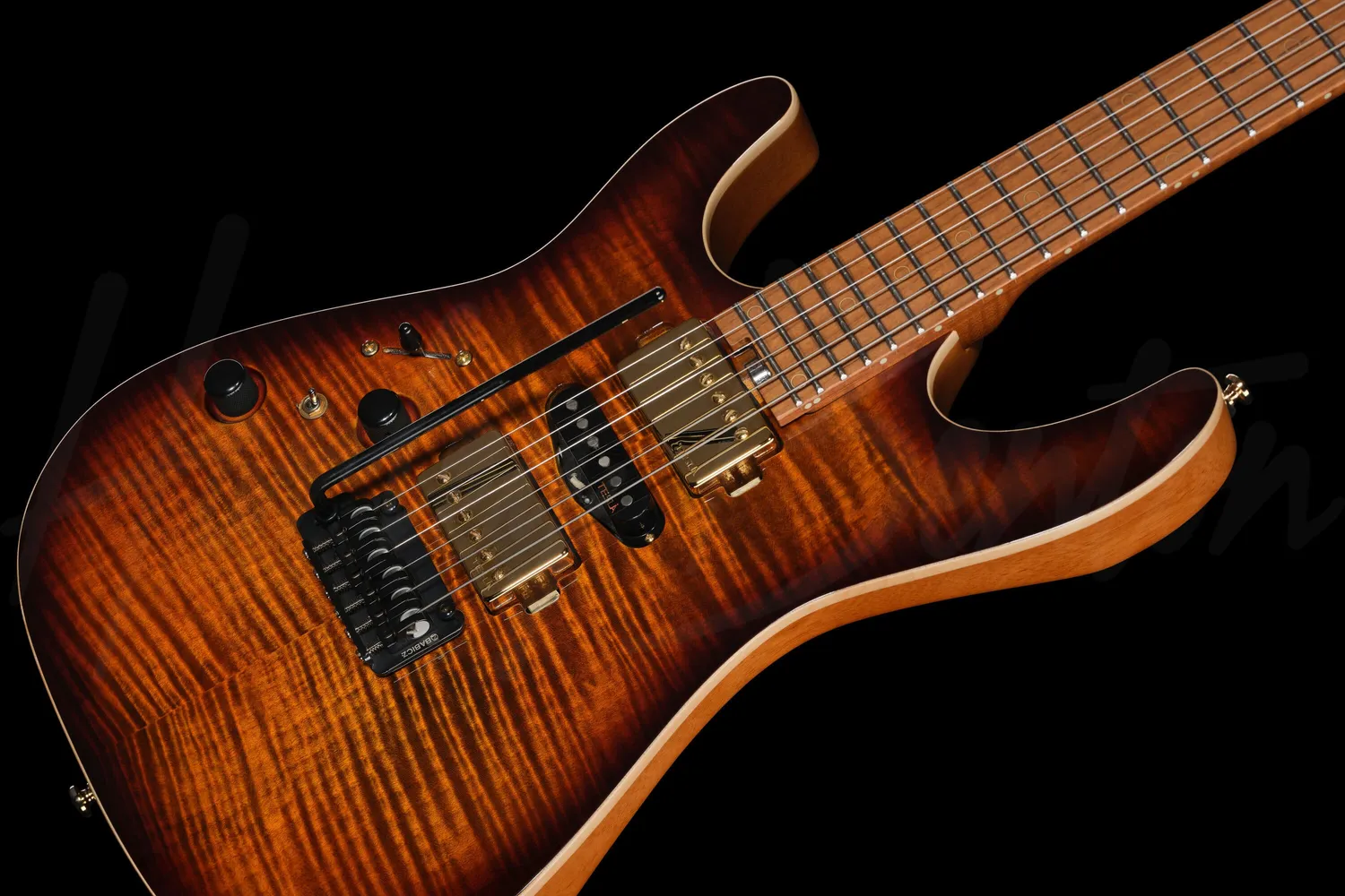 Harley Benton Progressive Fusion-IV HSH LH MN E-Gitarre Flame Bengal Burst