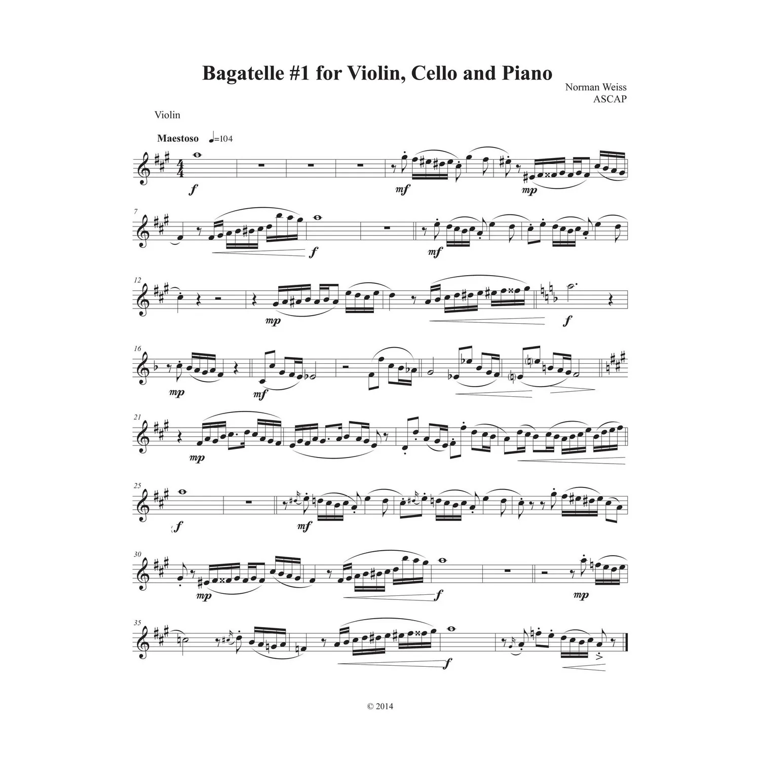 Weiss Six Bagatelles Klaviertrio Noten Download