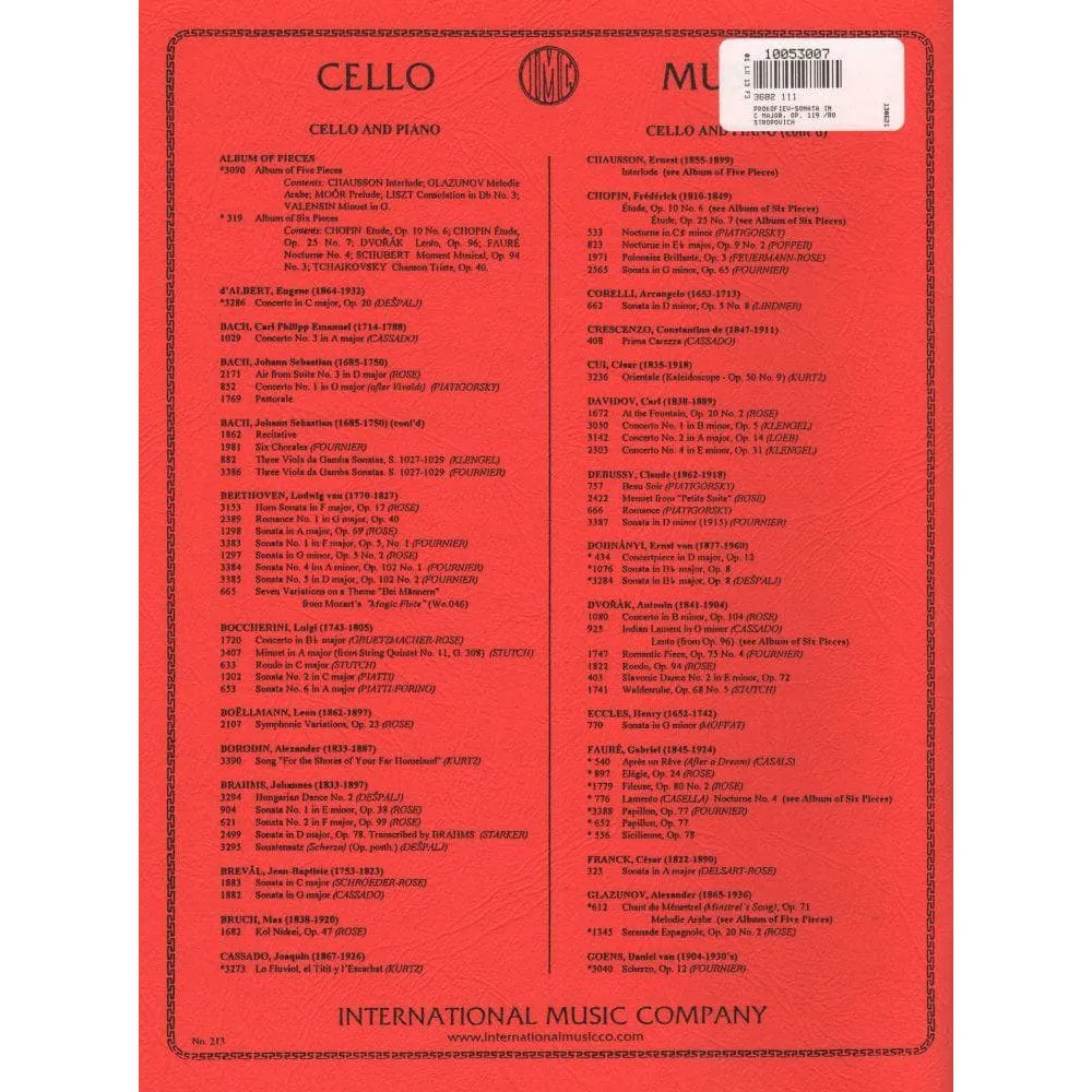 Shar Music Prokofiev Cello Sonata Op 119 Noten Cello Klavier
