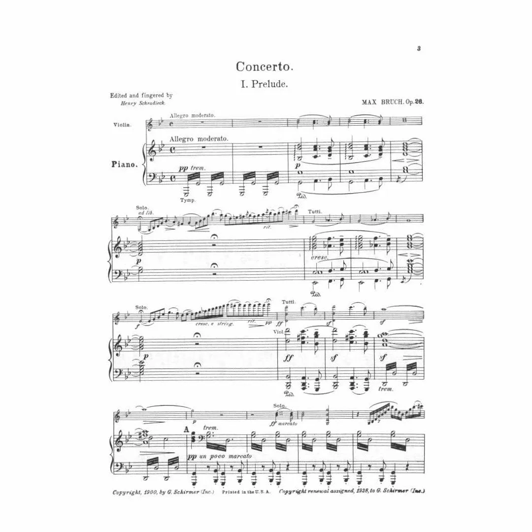 Bruch Konzert Nr.1 g-moll Op.26 Geigennoten Violine-Klavier