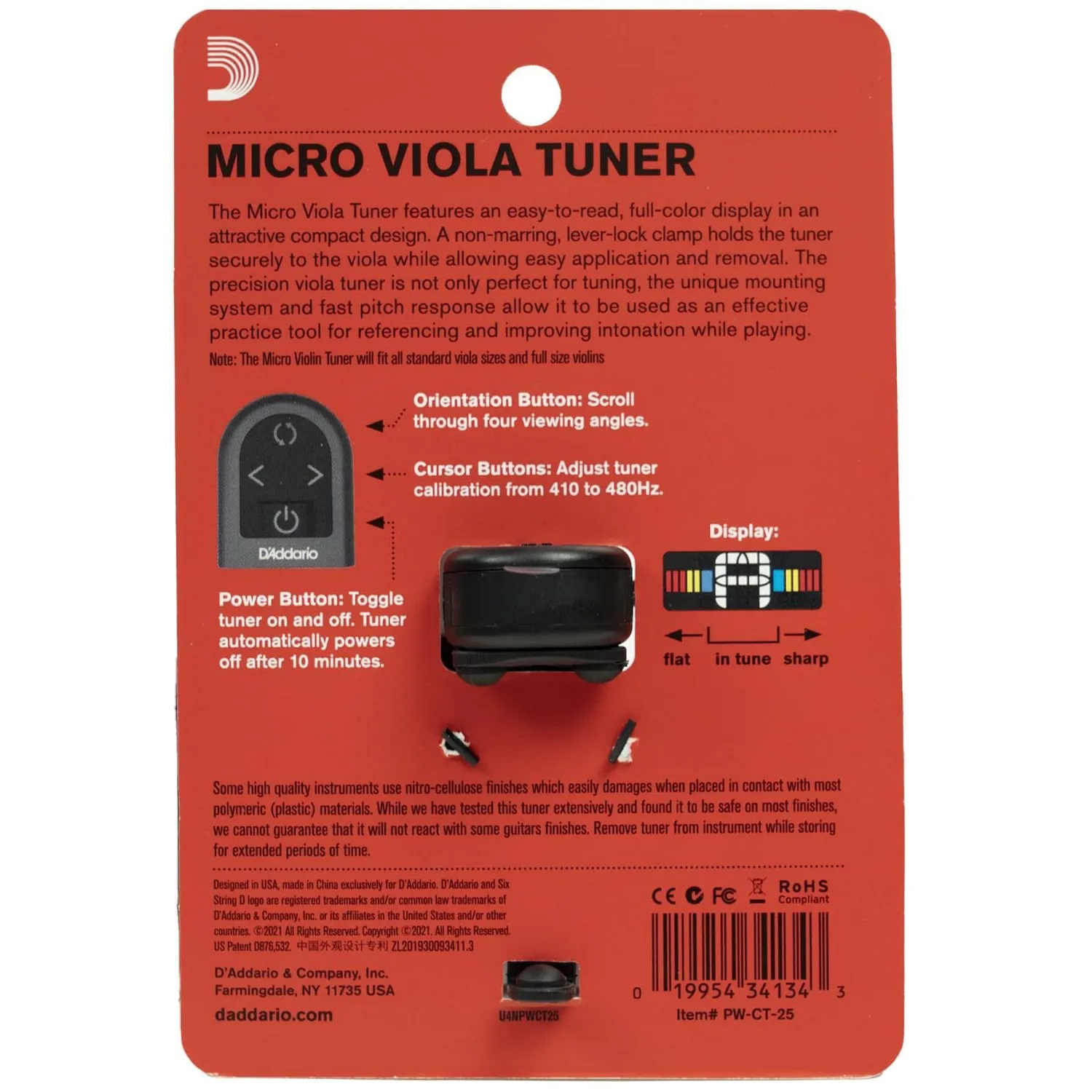 NS Micro Viola Stimmgerät mit Klemmhalter Farbdisplay