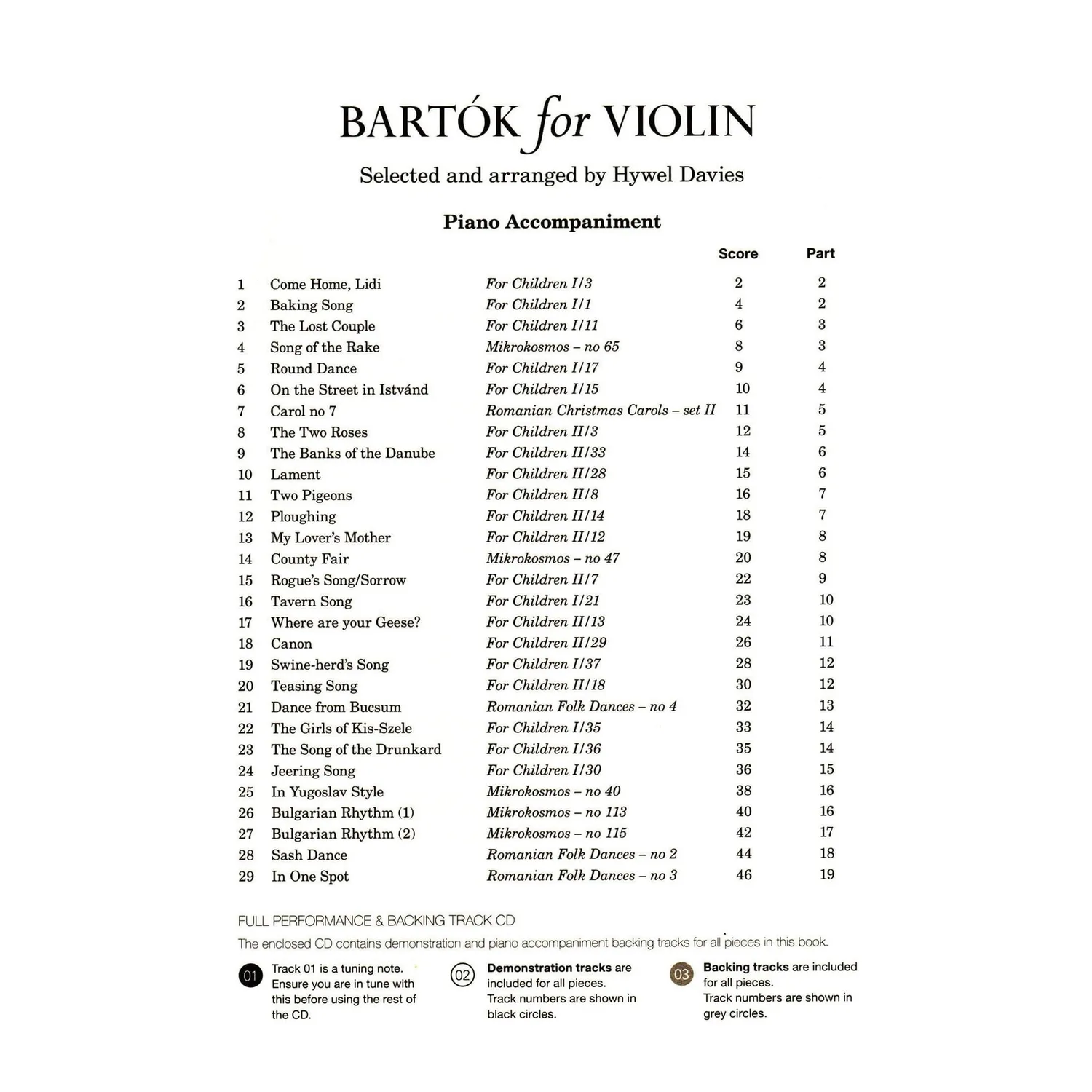 Shar Bartók 29 Arrangements Violinnoten Klavier A2-4