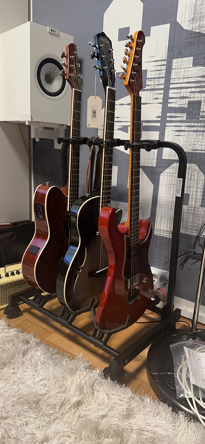 Rocktile Multistand 3-fach Gitarrenständer Rollen klappbar