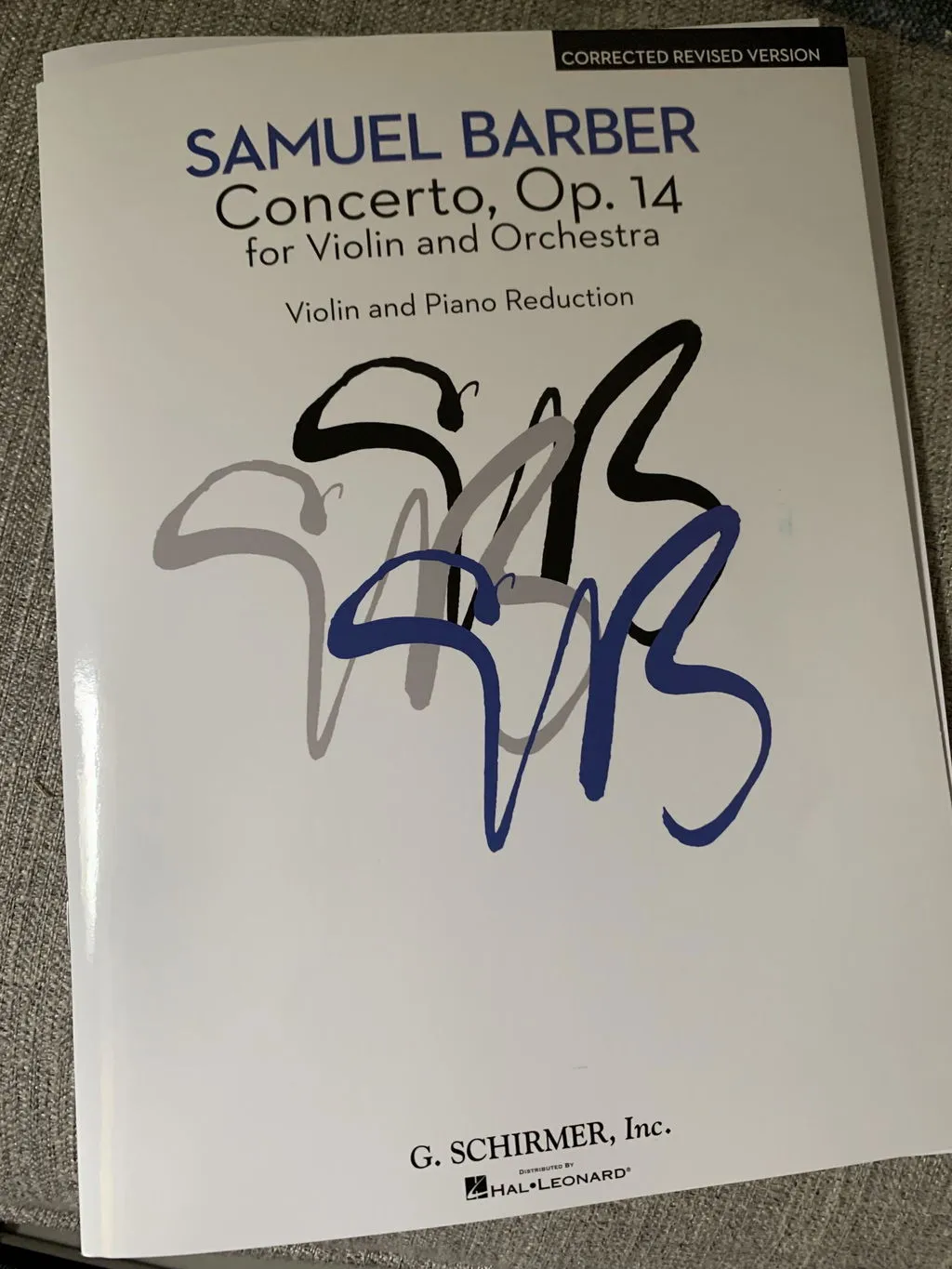 Schirmer Barber op. 14 Violinkonzert Noten Klavier