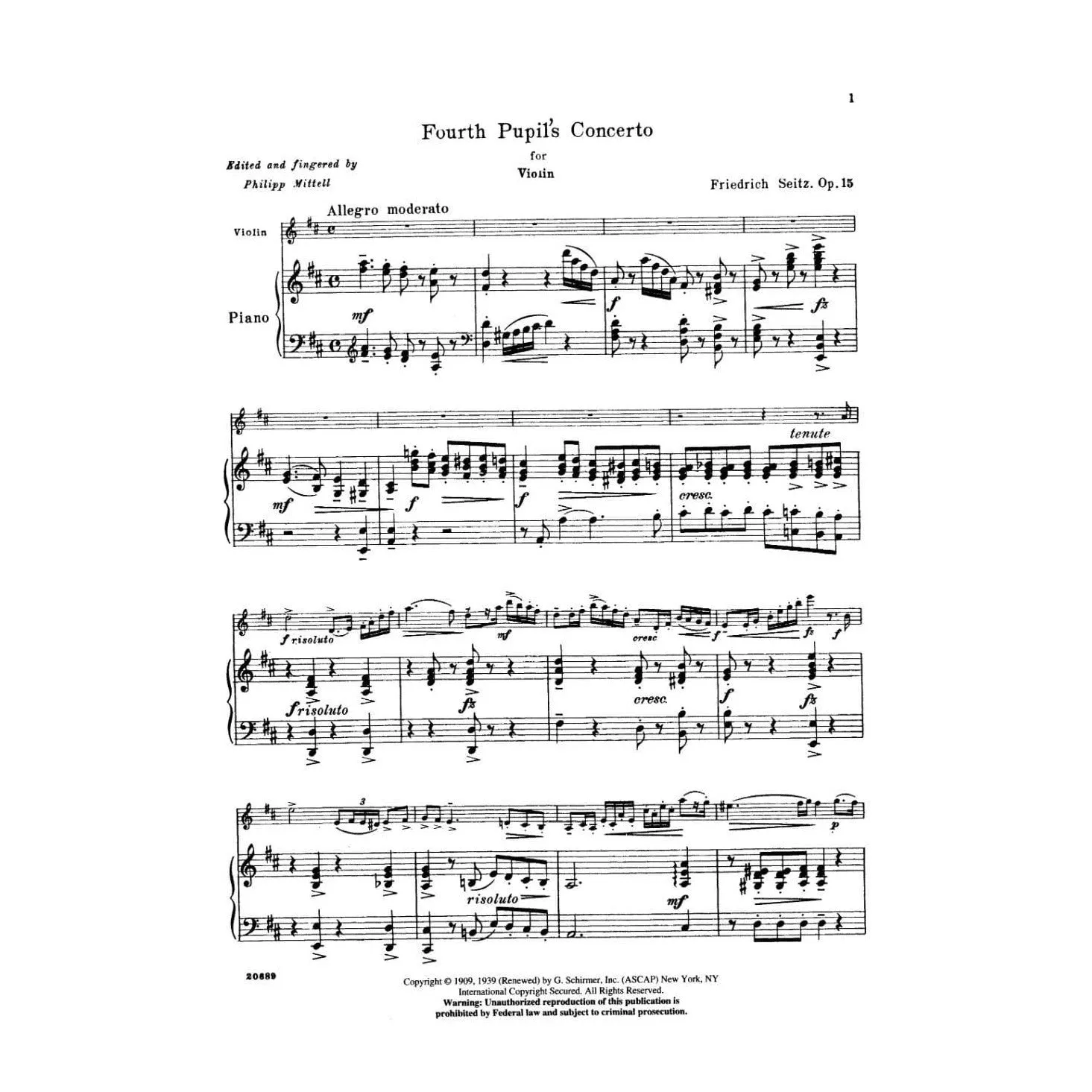 Seitz Schülerkonzert Nr.4 D-Dur op.15 Noten