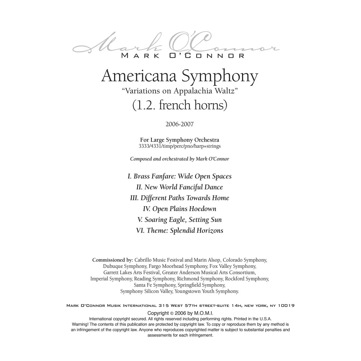 Mark O'Connor Americana Symphony Blechstimmen Download