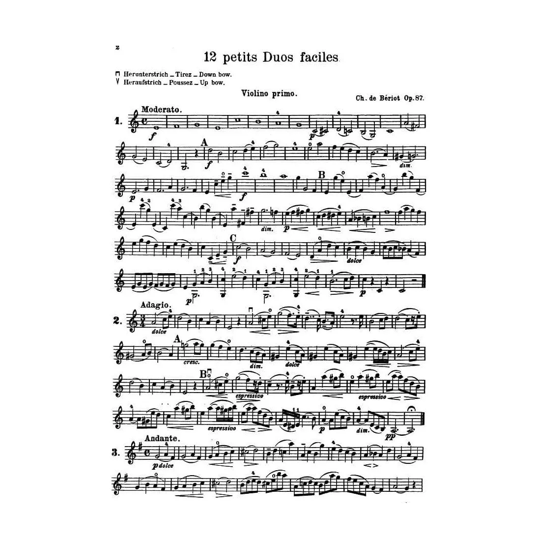 Charles de Bériot 12 Duette Op.87 Violinduo Kalmus