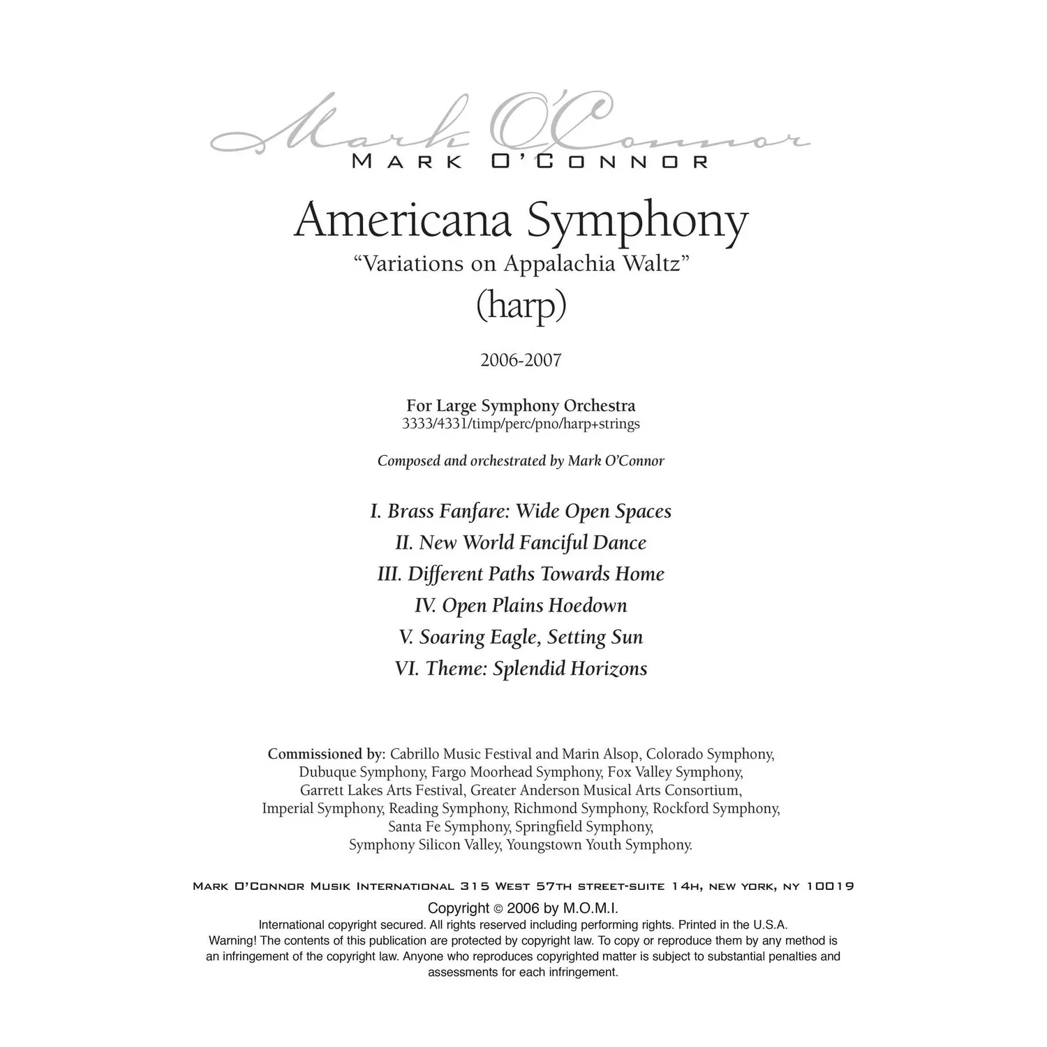 Mark O'Connor Americana Symphony Variations Streicher-Noten Download
