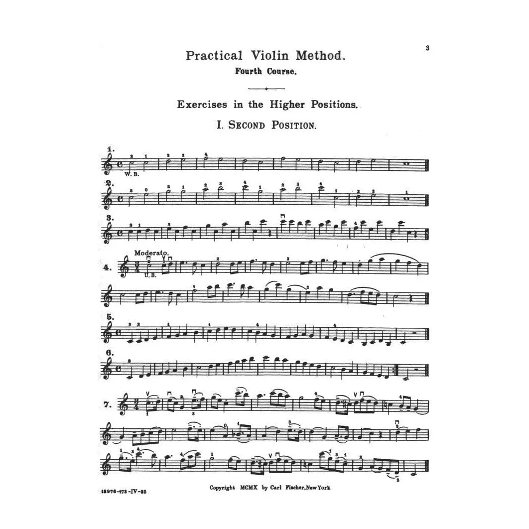 Carl Fischer Hohmann Violinschule Heft 4 Violinnoten hohe Lagen