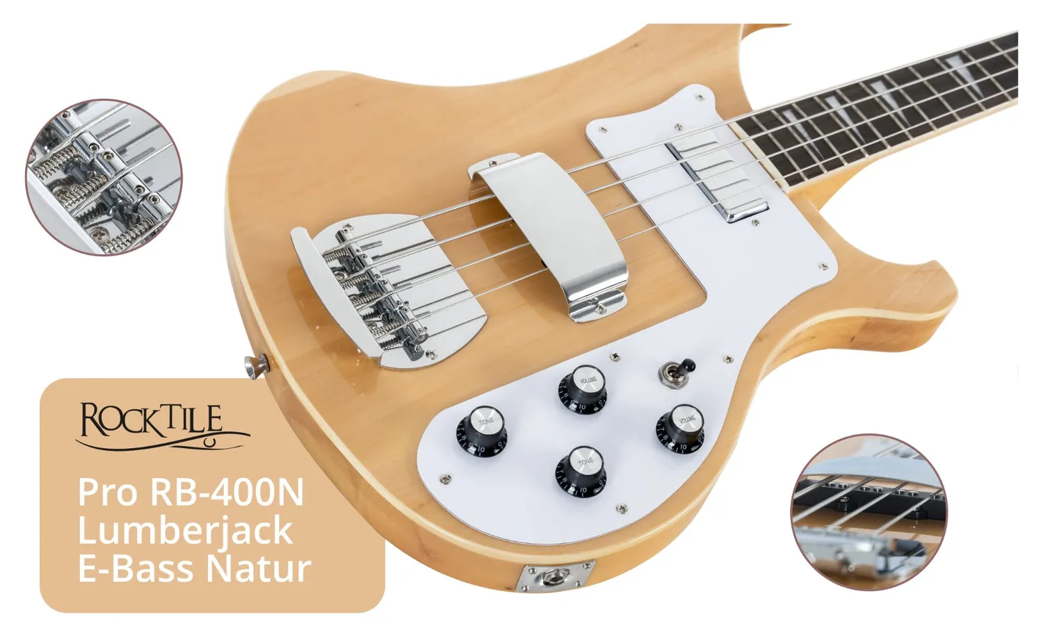 Rocktile Pro RB-400N Lumberjack E-Bass Natur Longscale