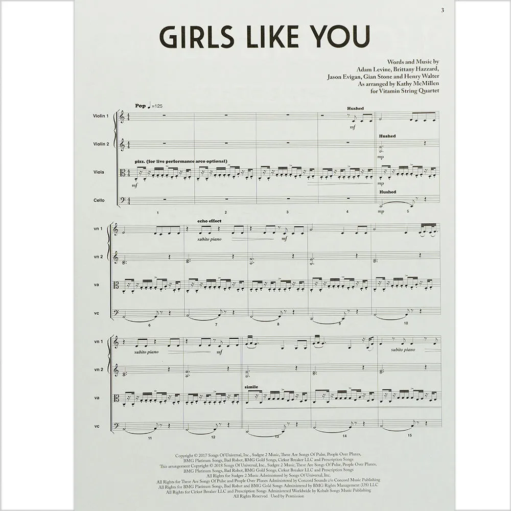Girls Like You Streichquartett Noten Bridgerton Partitur