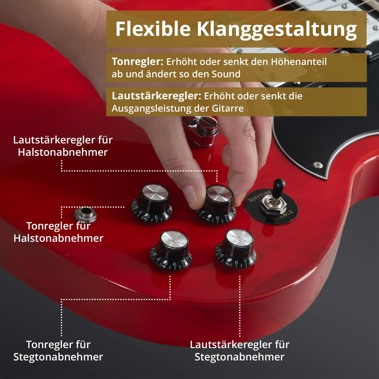 Rocktile Pro S-Red E-Gitarre Doublecut Heritage Cherry