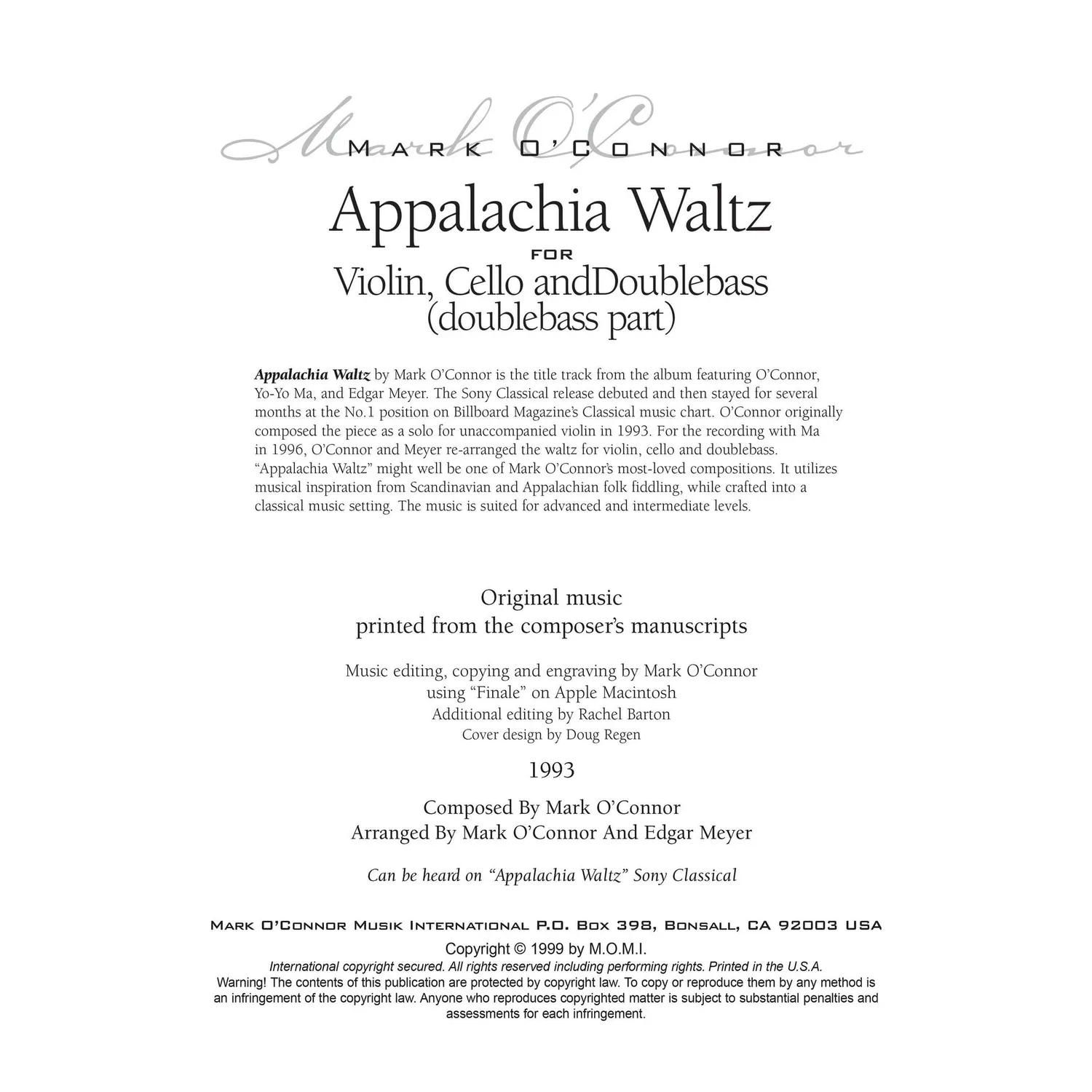Shar Music Appalachia Waltz Kontrabass Noten Download