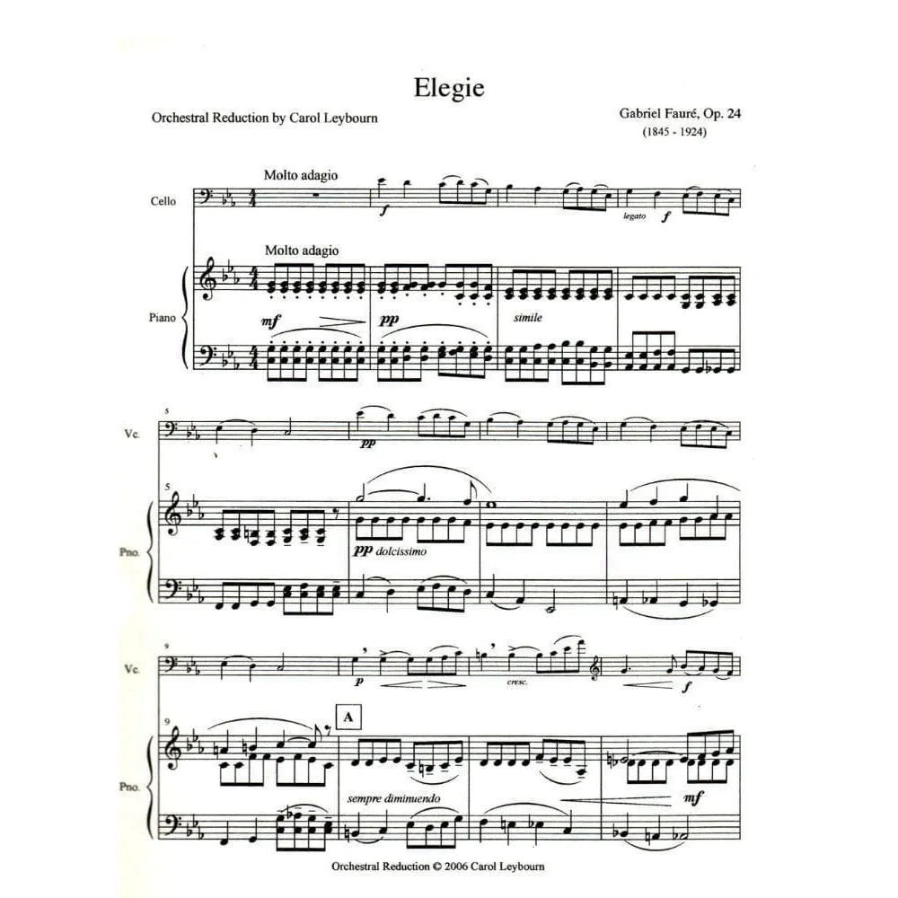 Fauré Elegie Op 24 Klavierbegleitung Cello Noten