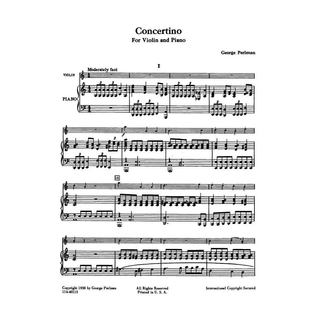 Shar Music Perlman Concertino Violinenoten Violine Klavier