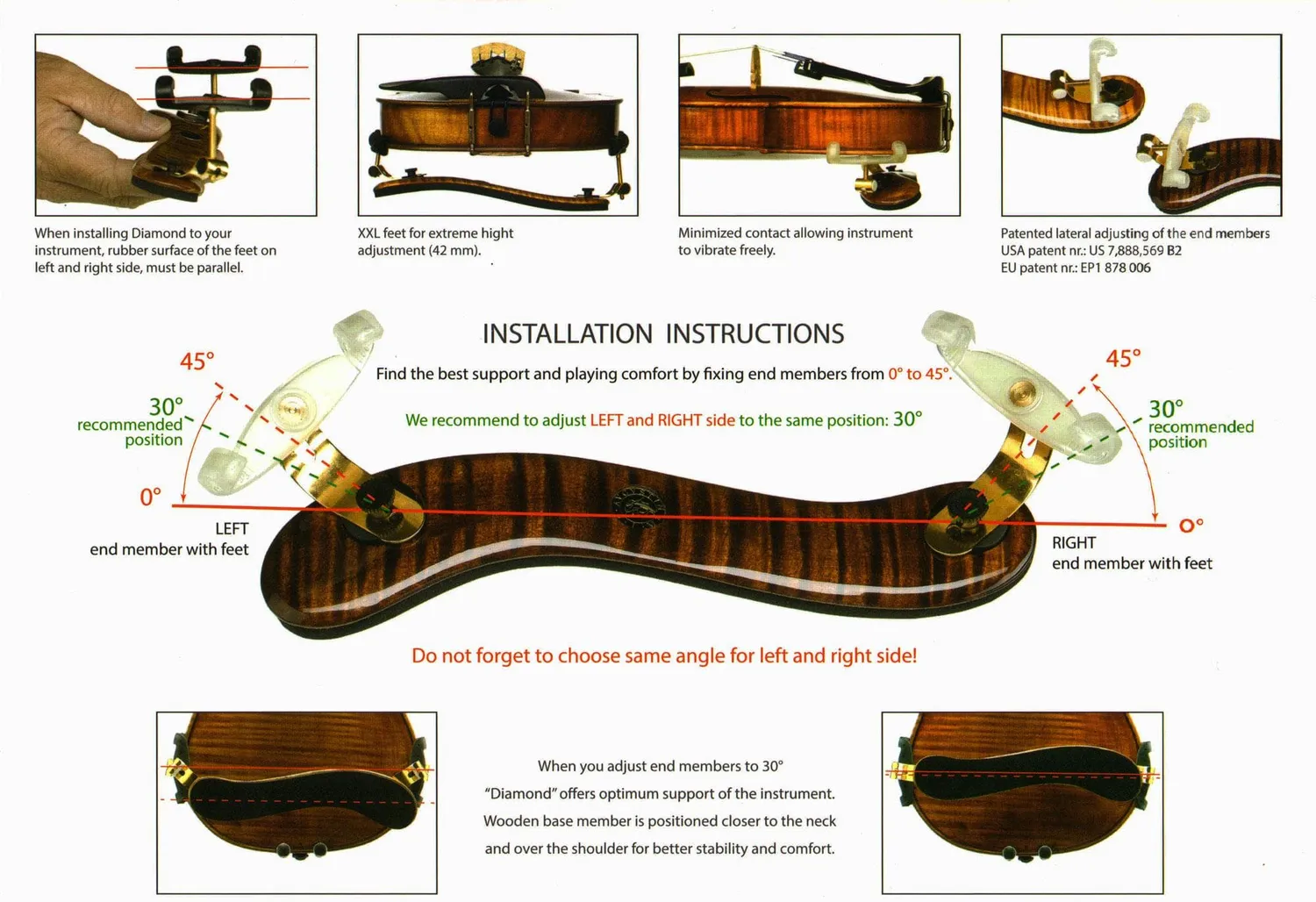 Viva la Musica Diamond Schulterstütze Violine Walnuss Holz