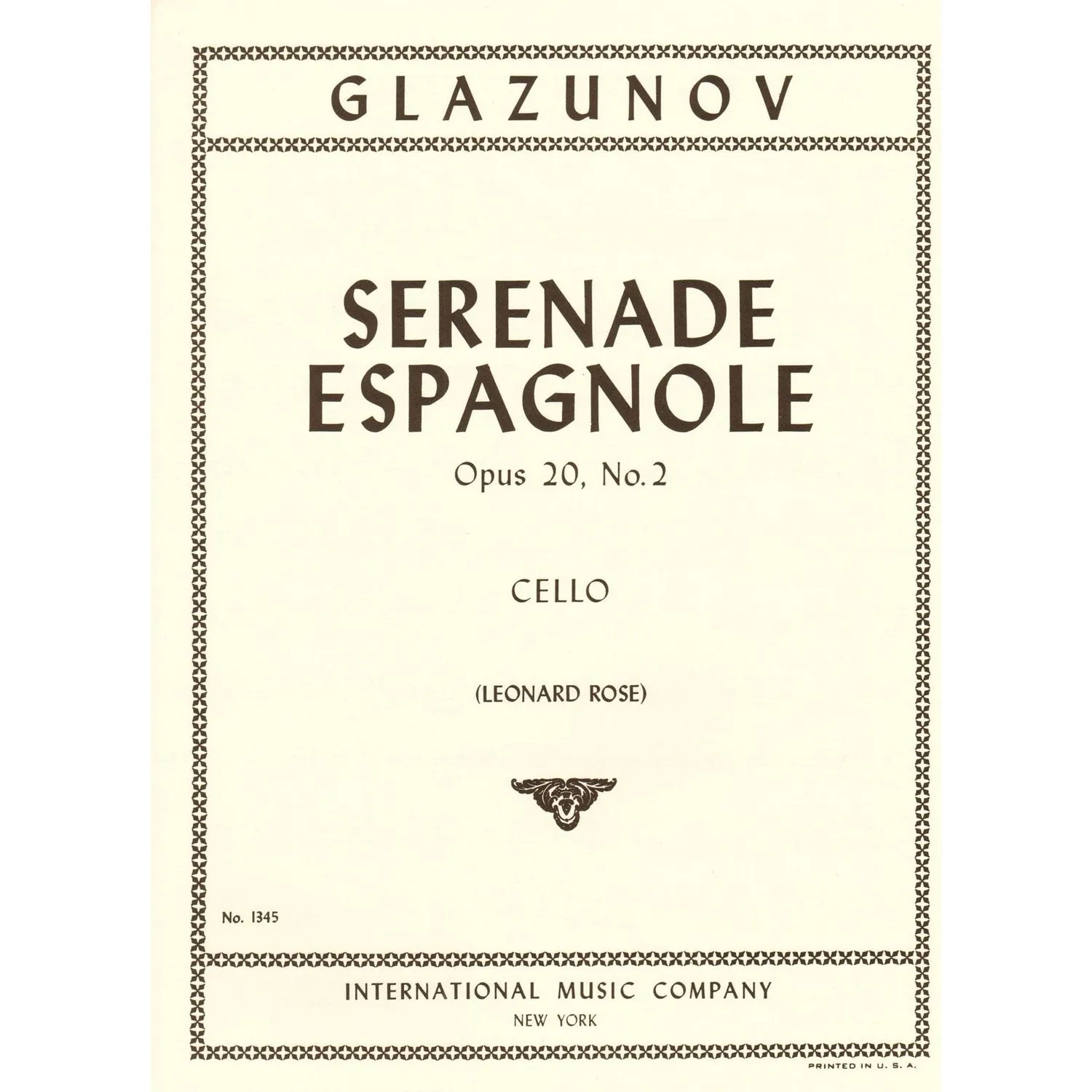 Glazunov Serenade Espagnole Op20 Nr2 Noten Cello
