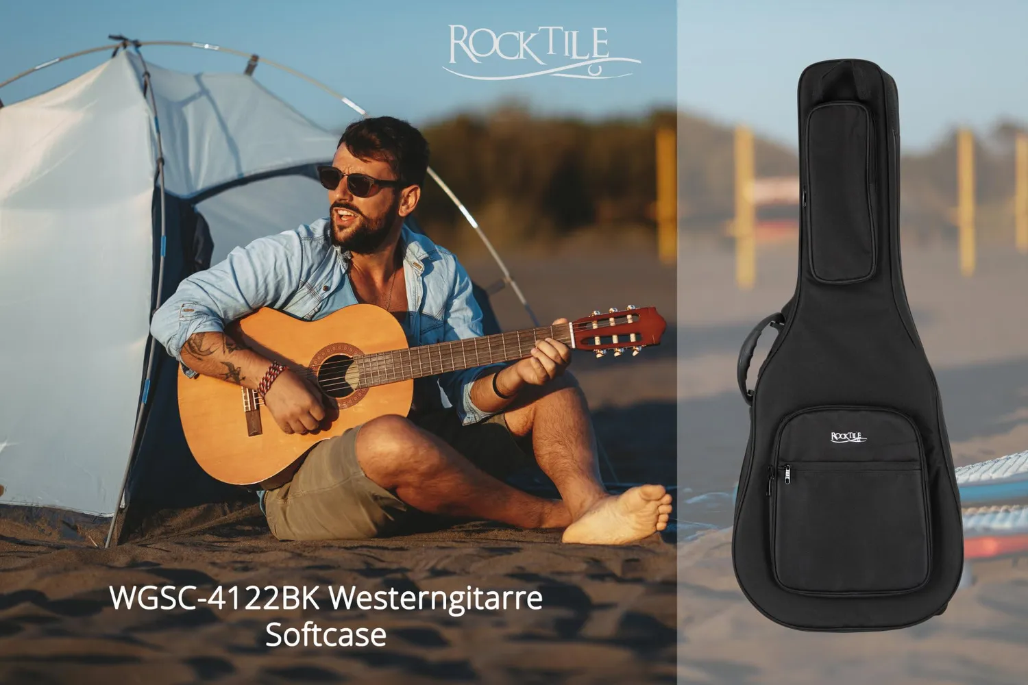 Rocktile WGSC-4122BK Gigbag Westerngitarre Schwarz 2 cm Polster