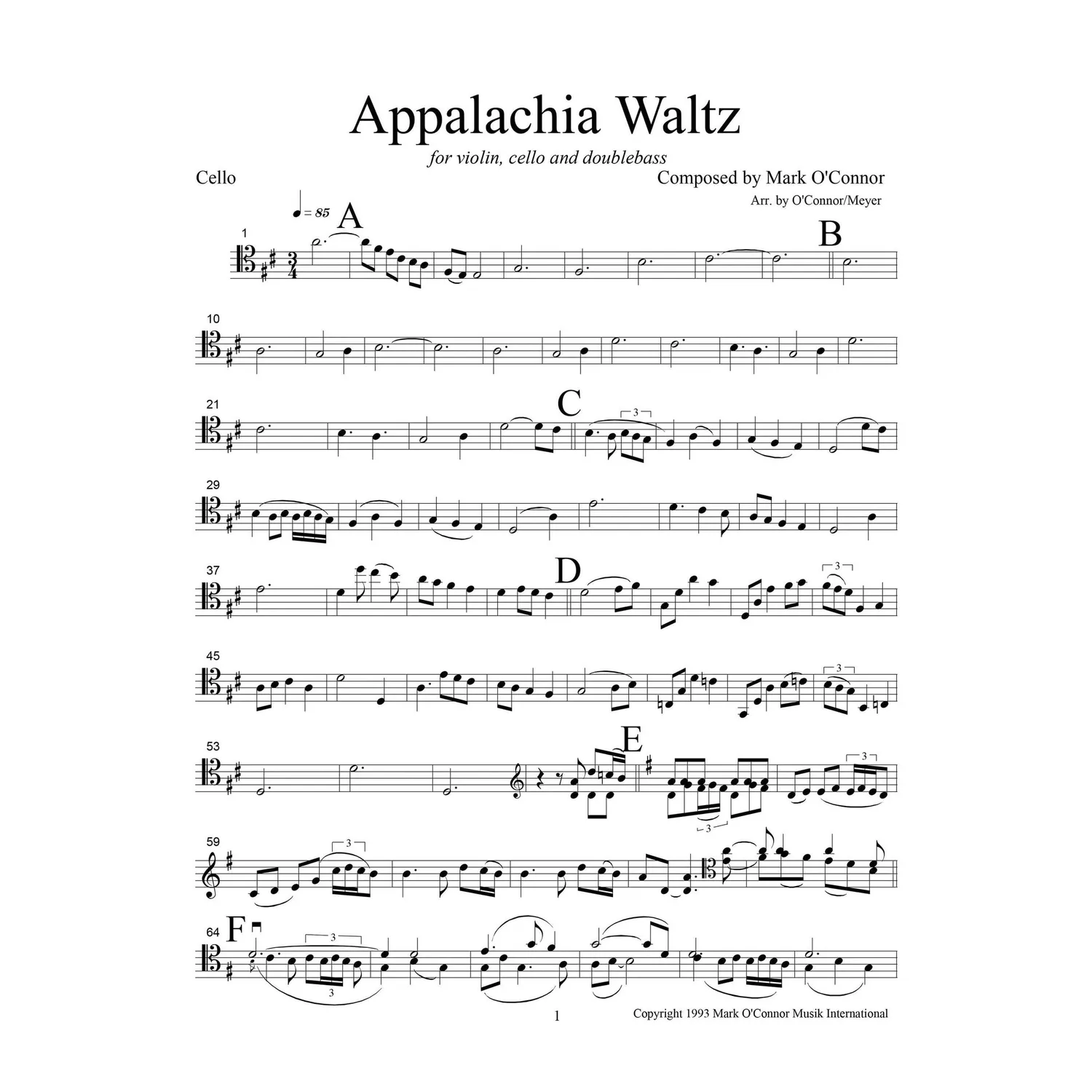 Mark O'Connor Appalachia Waltz Noten Cello Download Folk