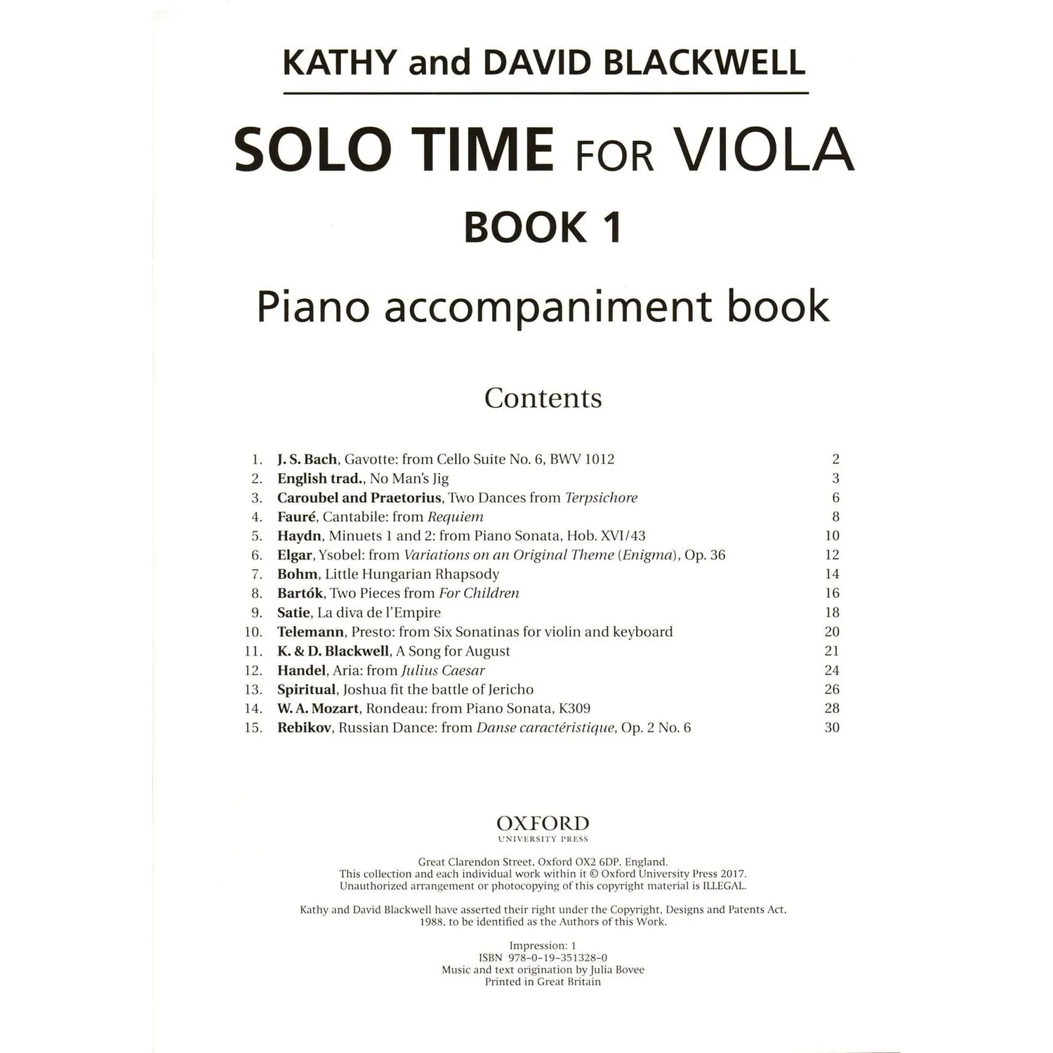 Shar Music Solo Time Viola 1 Noten Blackwell Oxford
