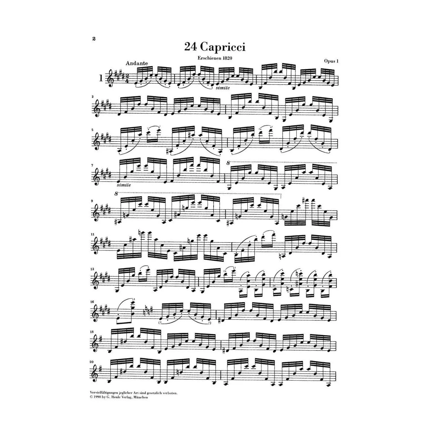 Henle Urtext Paganini 24 Capricen Noten Violine solo