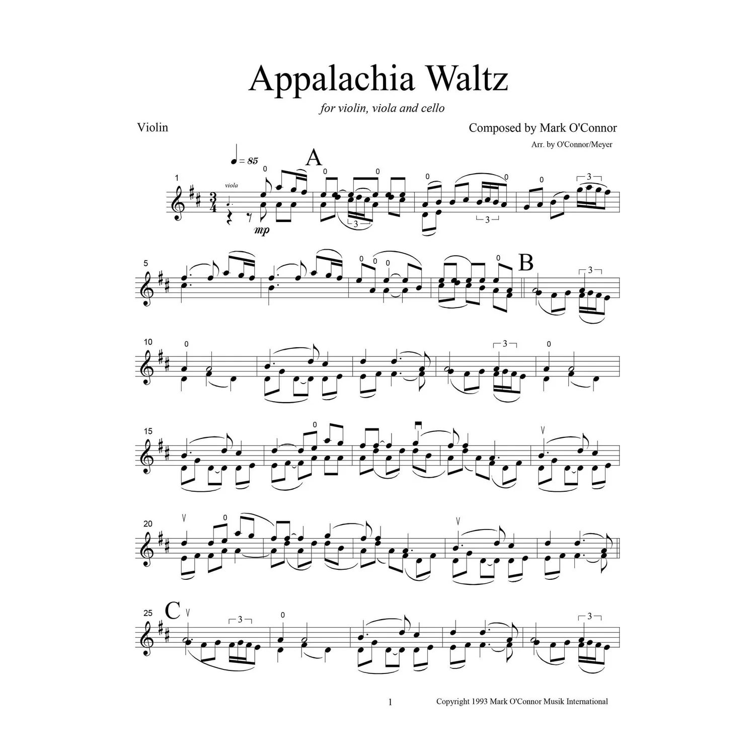 O'Connor Appalachia Waltz Violine Viola Cello Download