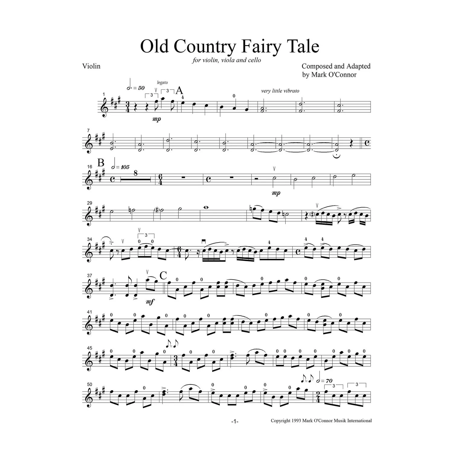 Mark O'Connor Old Country Fairy Tale Noten-Download Violine