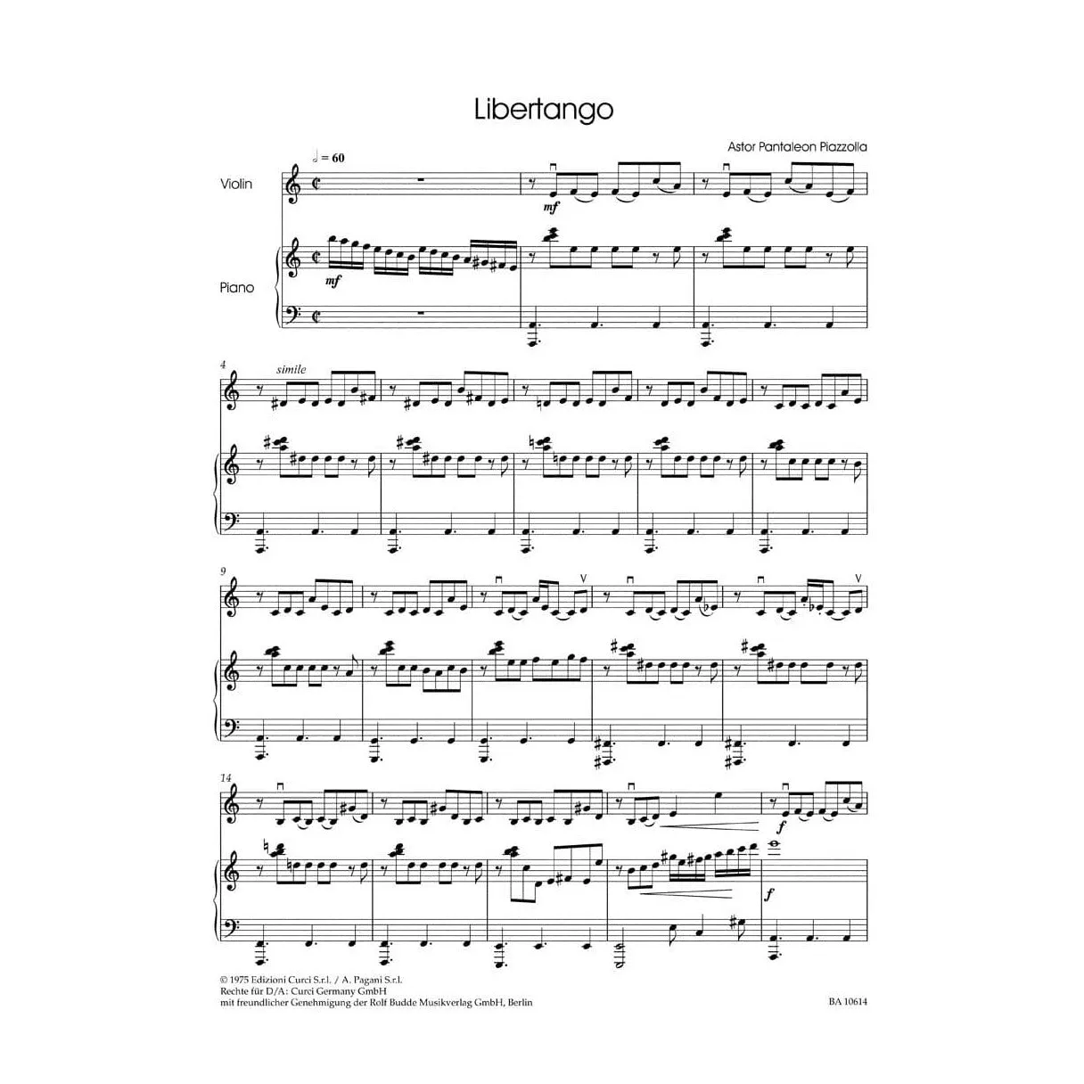 Tango Classics Noten Violine Klavier Speckert Bärenreiter