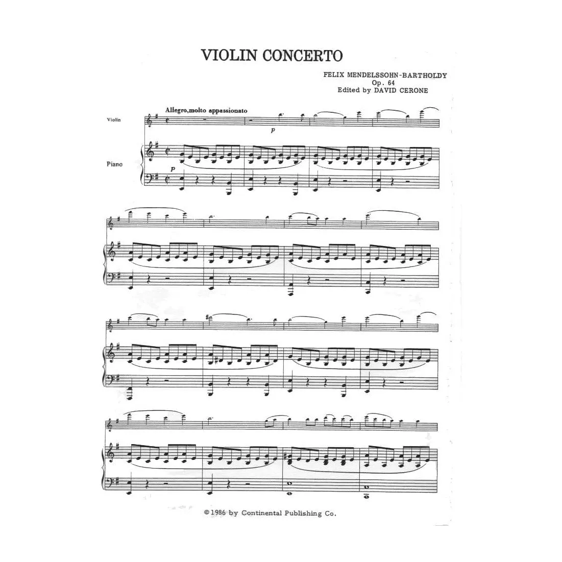Shar Music Mendelssohn Op.64 Violinenoten Violine Klavier