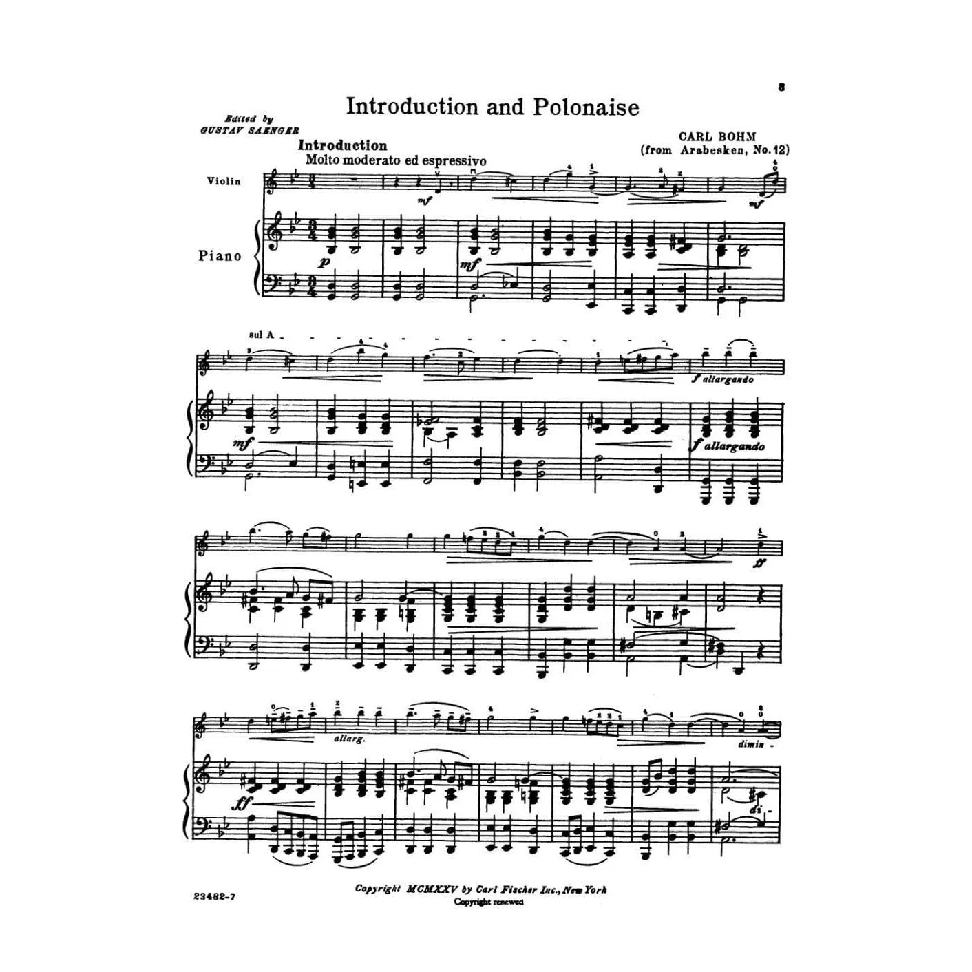 Shar Böhm Introduction Polonaise Noten Violine Klavier