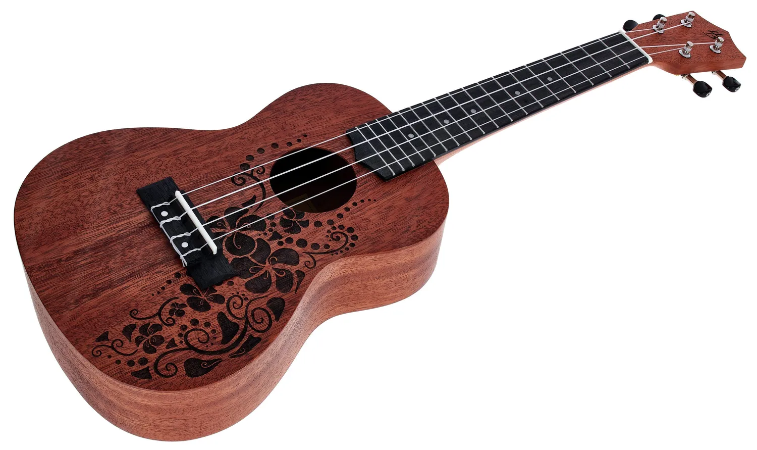 Harley Benton Standard Kahuna-C Flower Konzert-Ukulele Mahagoni