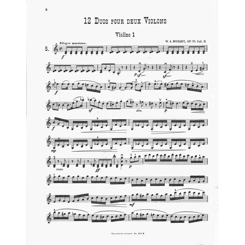Edition Peters Mozart 12 Duos Op.70 Noten für 2 Violinen Bd.2