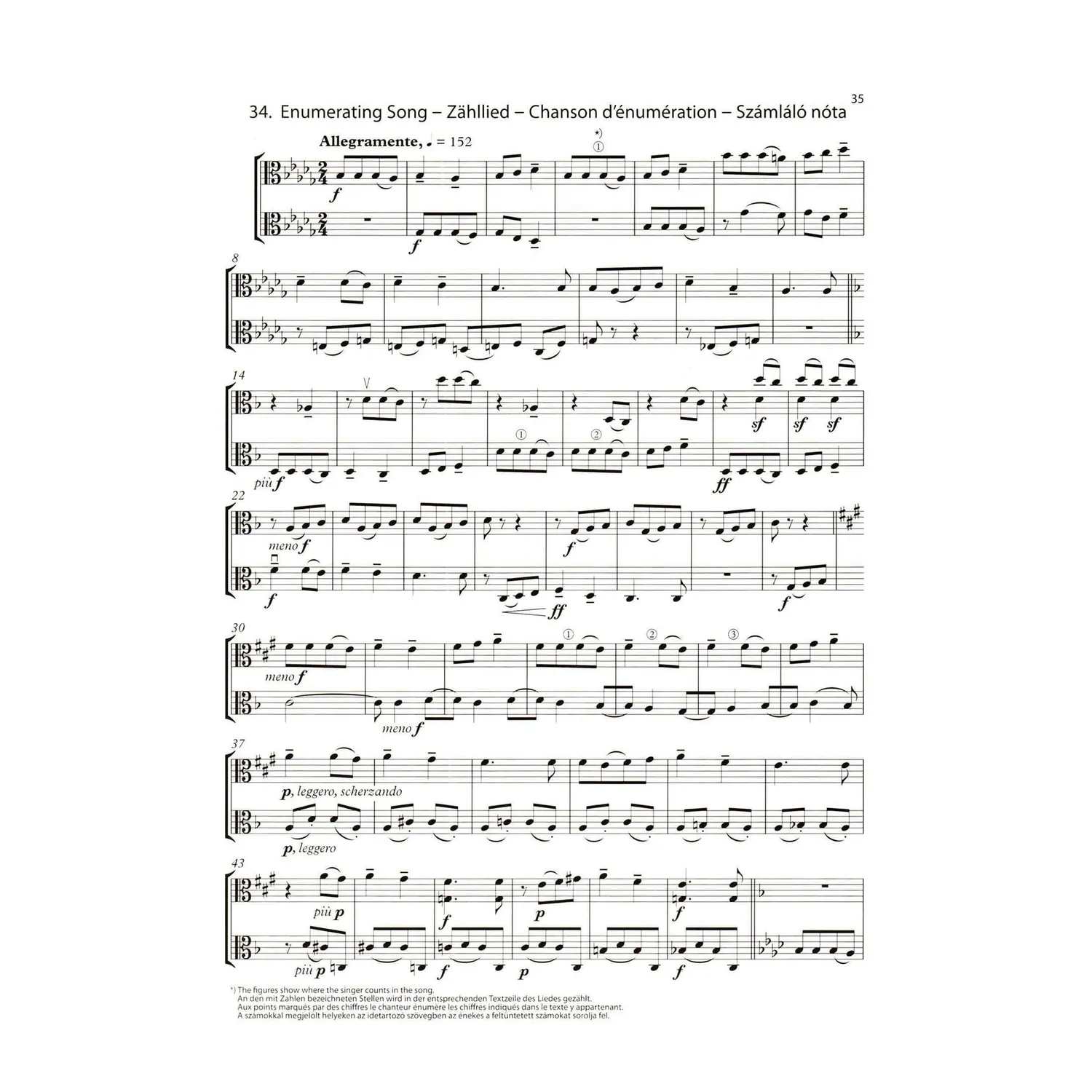 Bartók 44 Duette Noten 2 Violen mittelschwer EMB