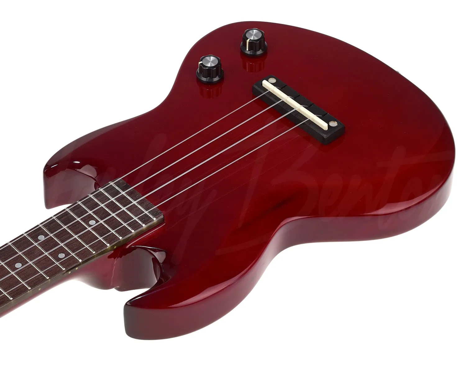Harley Benton DC-Ukulele CH E-Ukulele Sopran Kirschrot 18 Bünde