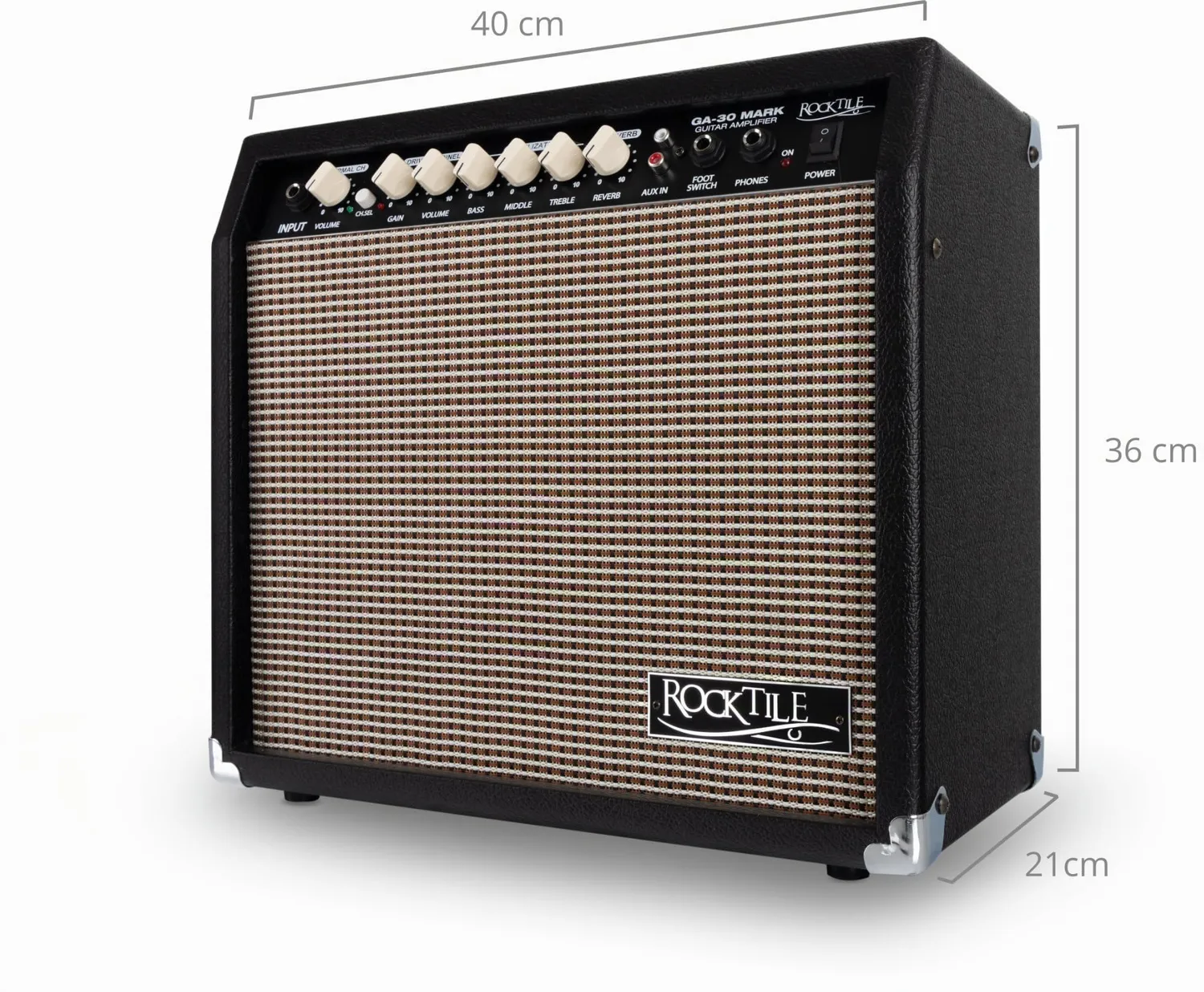 Rocktile GA-30 Mark Gitarrenverstärker 30W Combo schwarz mit Hall