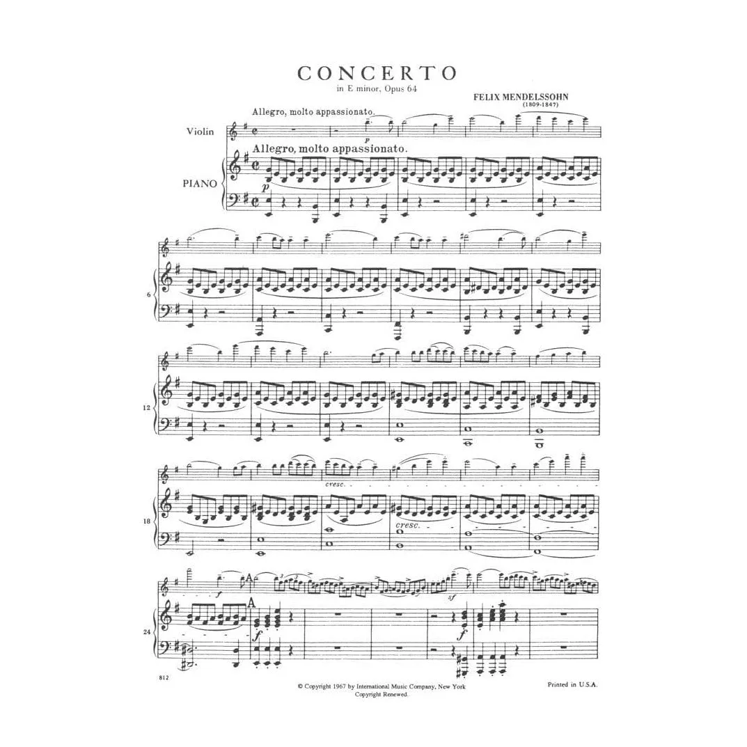 International Mendelssohn Konzert e-moll Op 64 Noten Violine