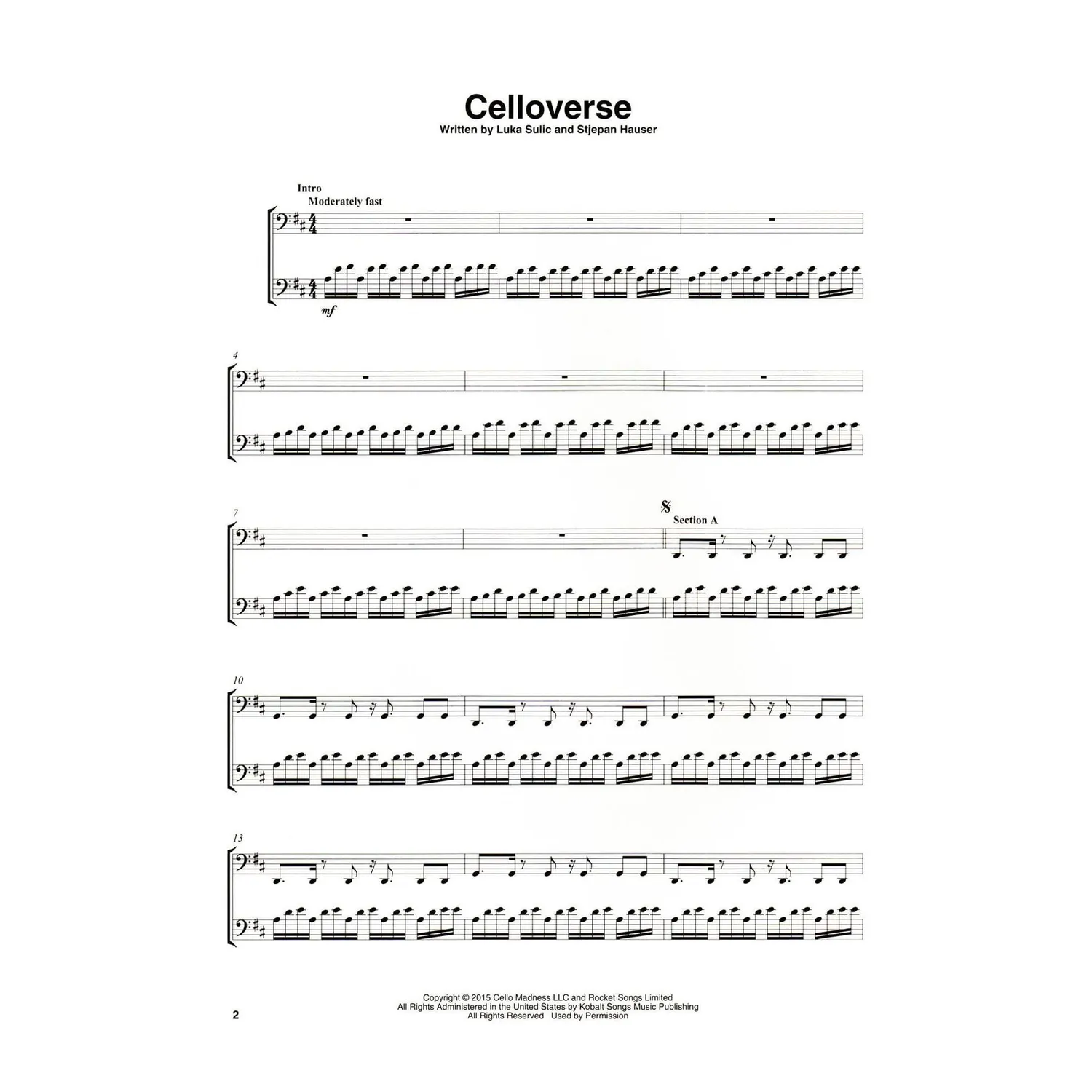 Shar Music 2 Cellos Collection Noten Cello-Duett 10 Stücke