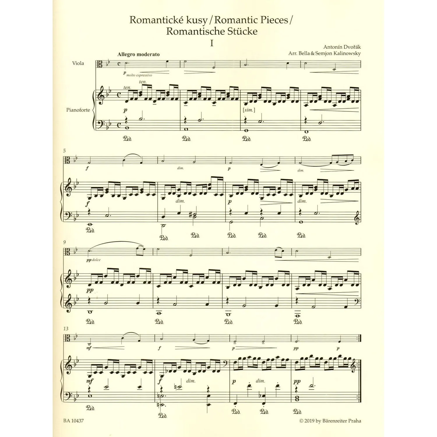 Dvorak Romantic Pieces Op.75 Noten Viola Klavier