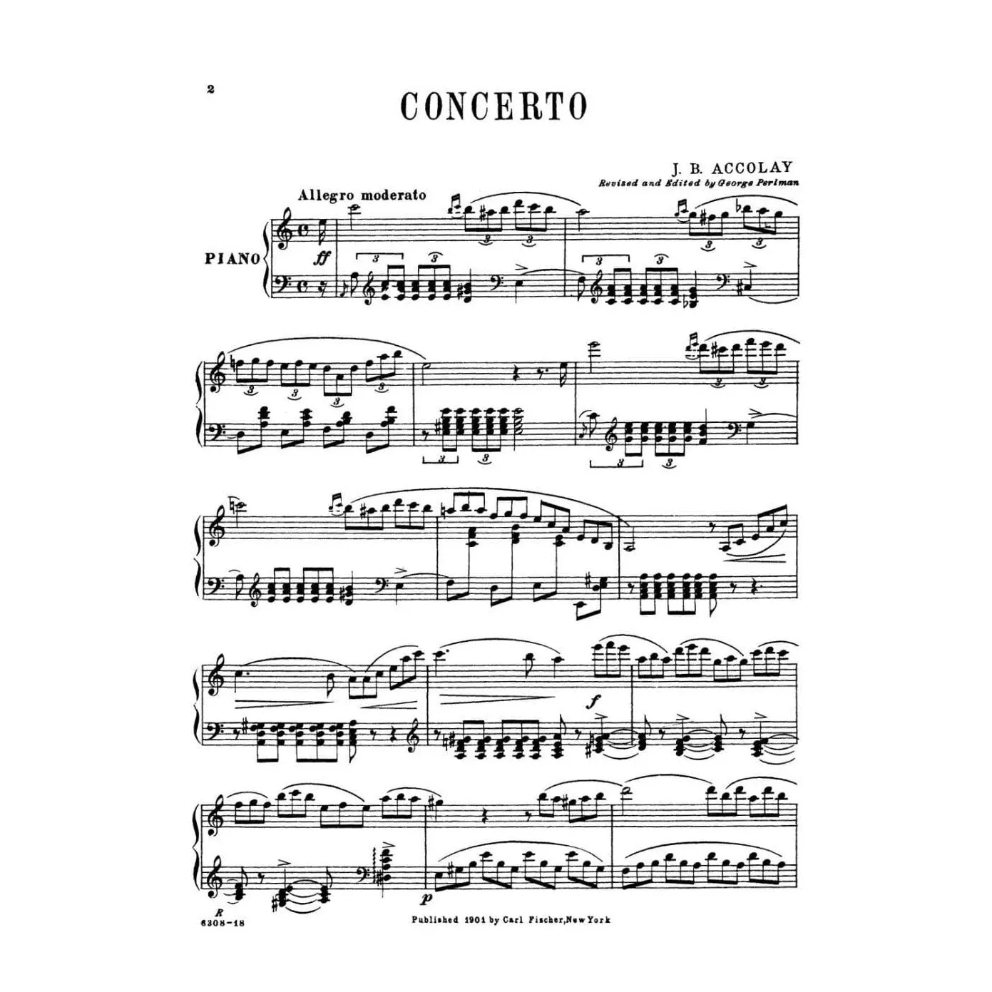 Carl Fischer Accolay Konzert Nr 1 a-Moll Noten Violine Klavier