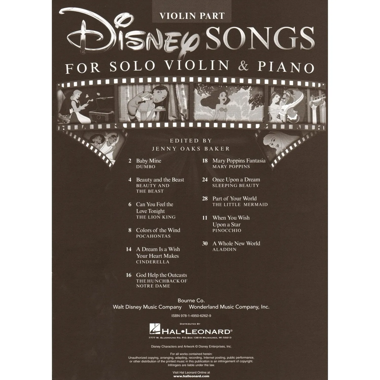 Hal Leonard Disney Songs Noten Violine Klavier 11 Stücke
