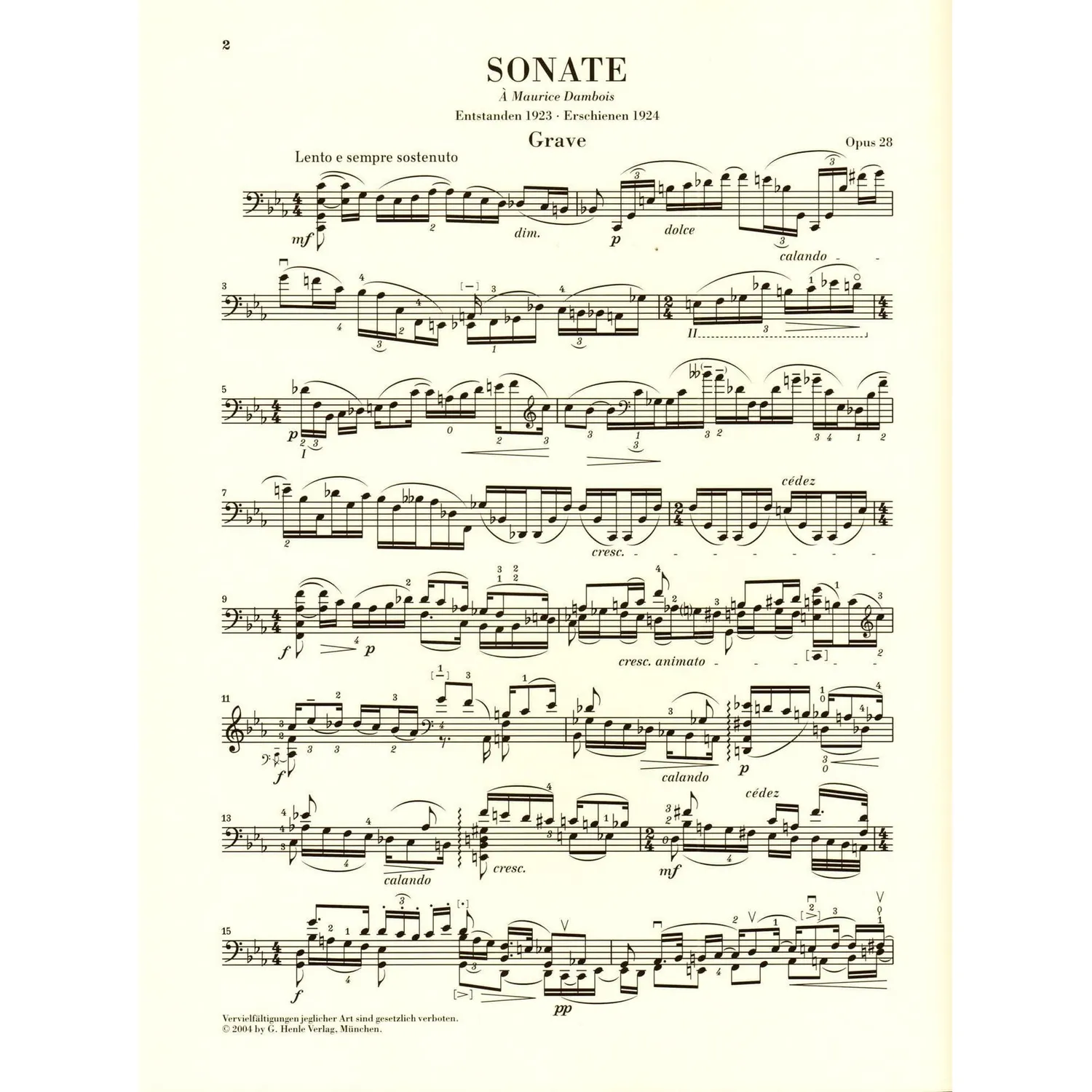 Shar Ysaÿe Sonate Op. 28 Noten für Cello solo Urtext